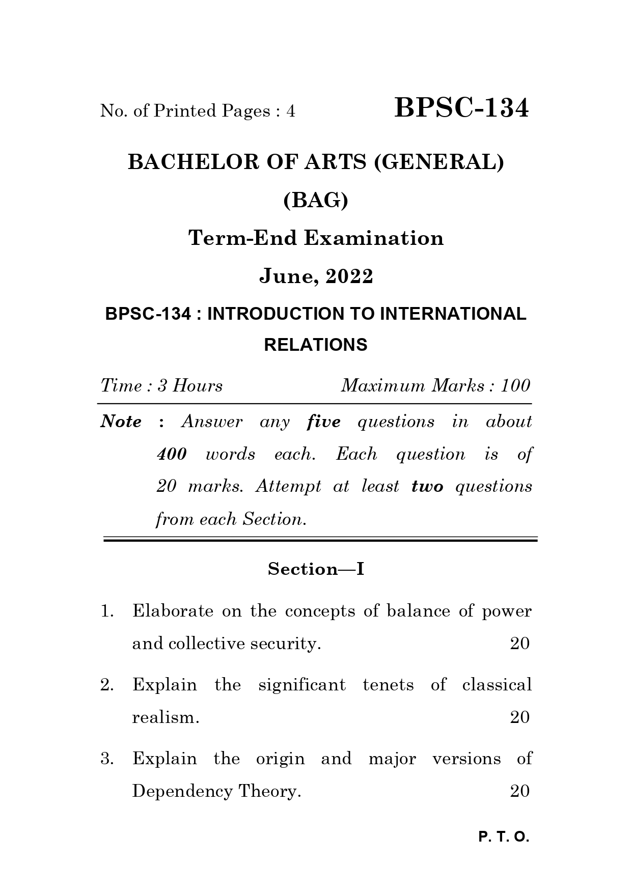 IGNOU BPSC 134 Solved Previous Year Question Paper – June 2022 (English Medium) – Download PDF
