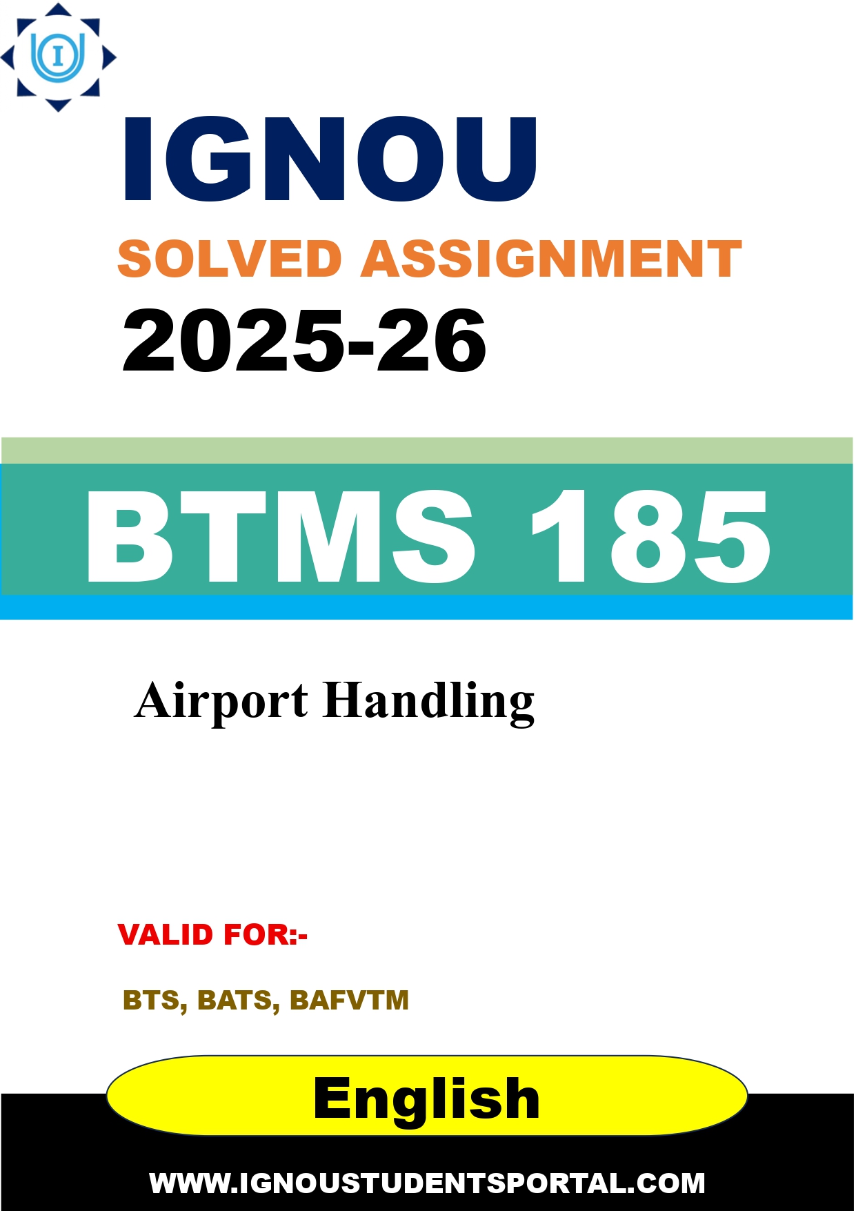 IGNOU BTMS 185 Solved Assignment 2025-2026: Airport Handling (English Medium) | IGNOU Students Portal