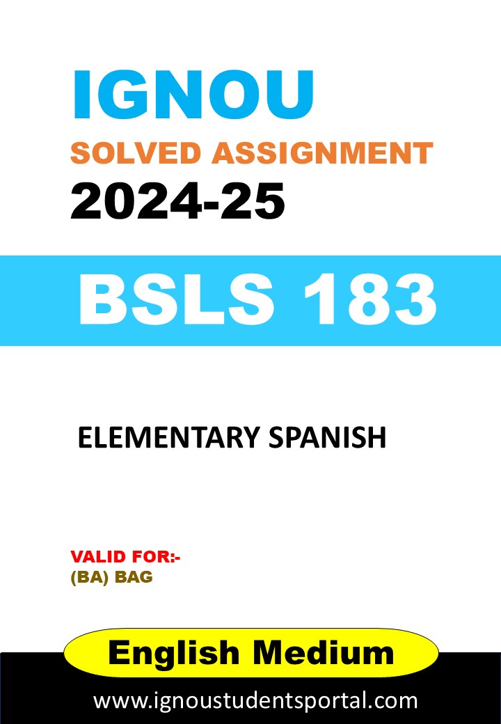 IGNOU BSLS 183 Solved Assignment 2024-25 (Spanish Medium) – Download PDF