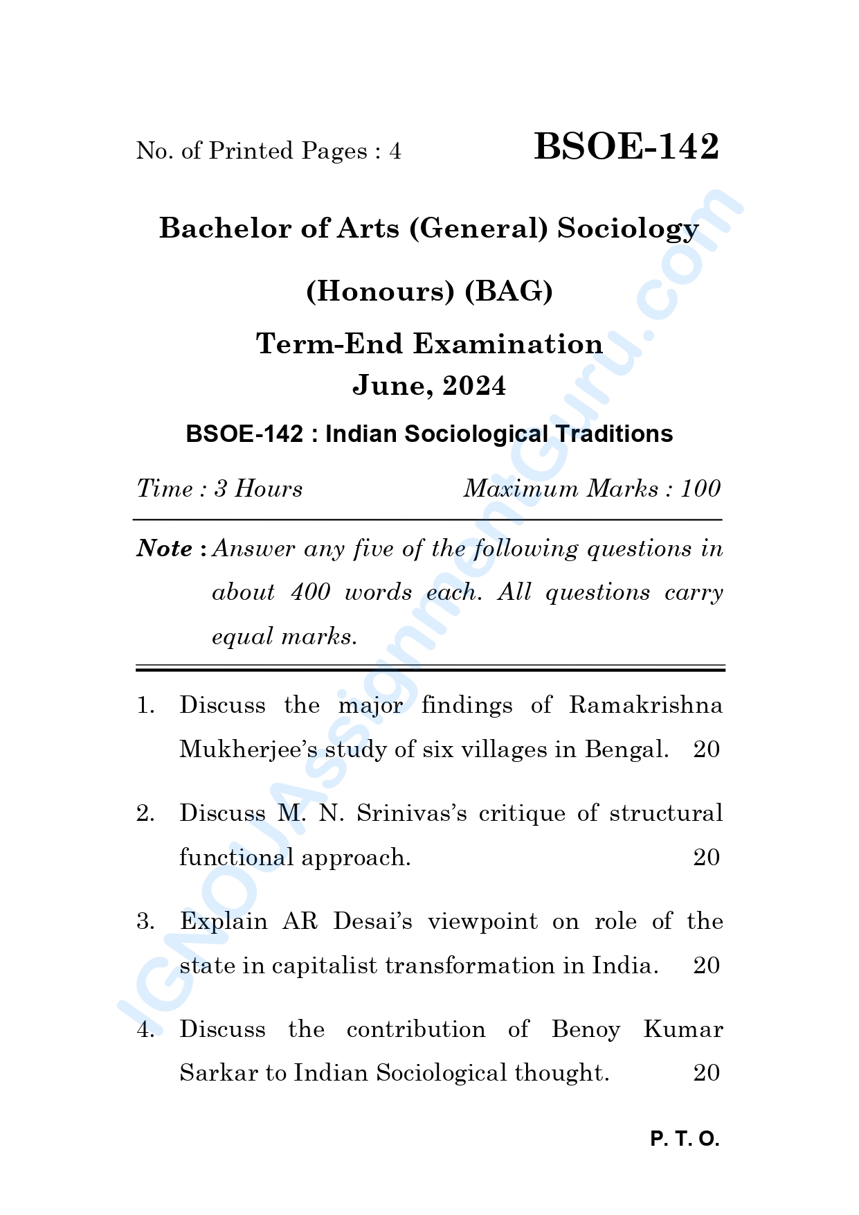 IGNOU BSOE 142 Solved Previous Year Question Paper – June 2024 (Hindi Medium) – Download PDF
