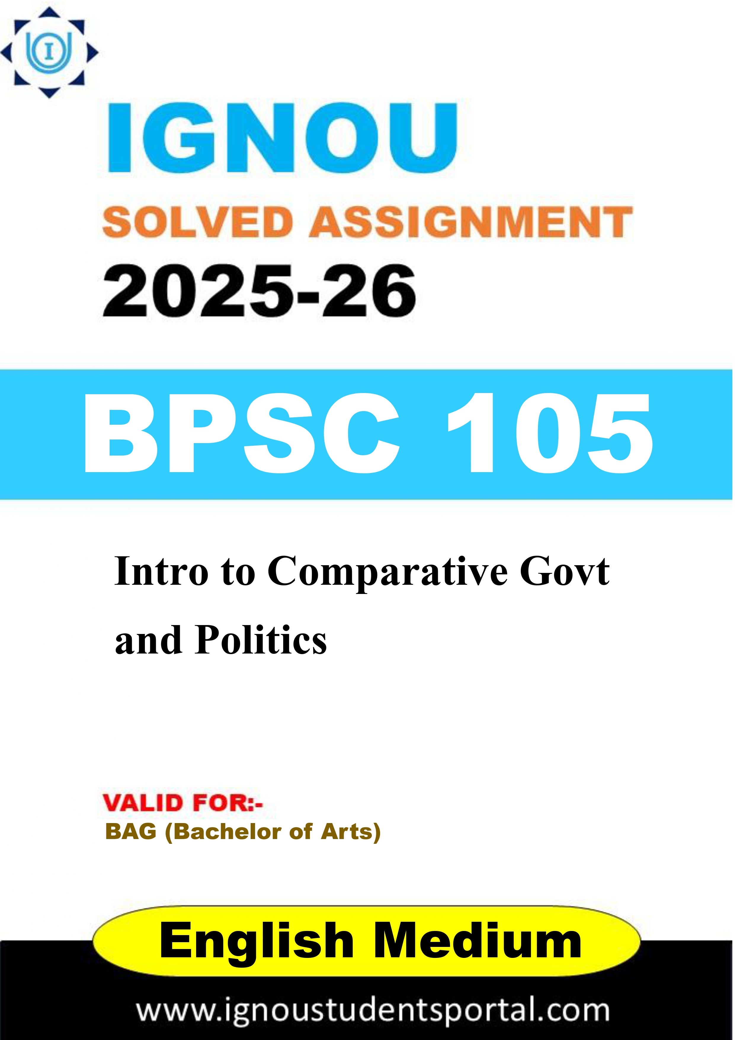 IGNOU BPSC 105 Solved Assignment 2025-2026 (ENGLISH Medium) – Download PDF