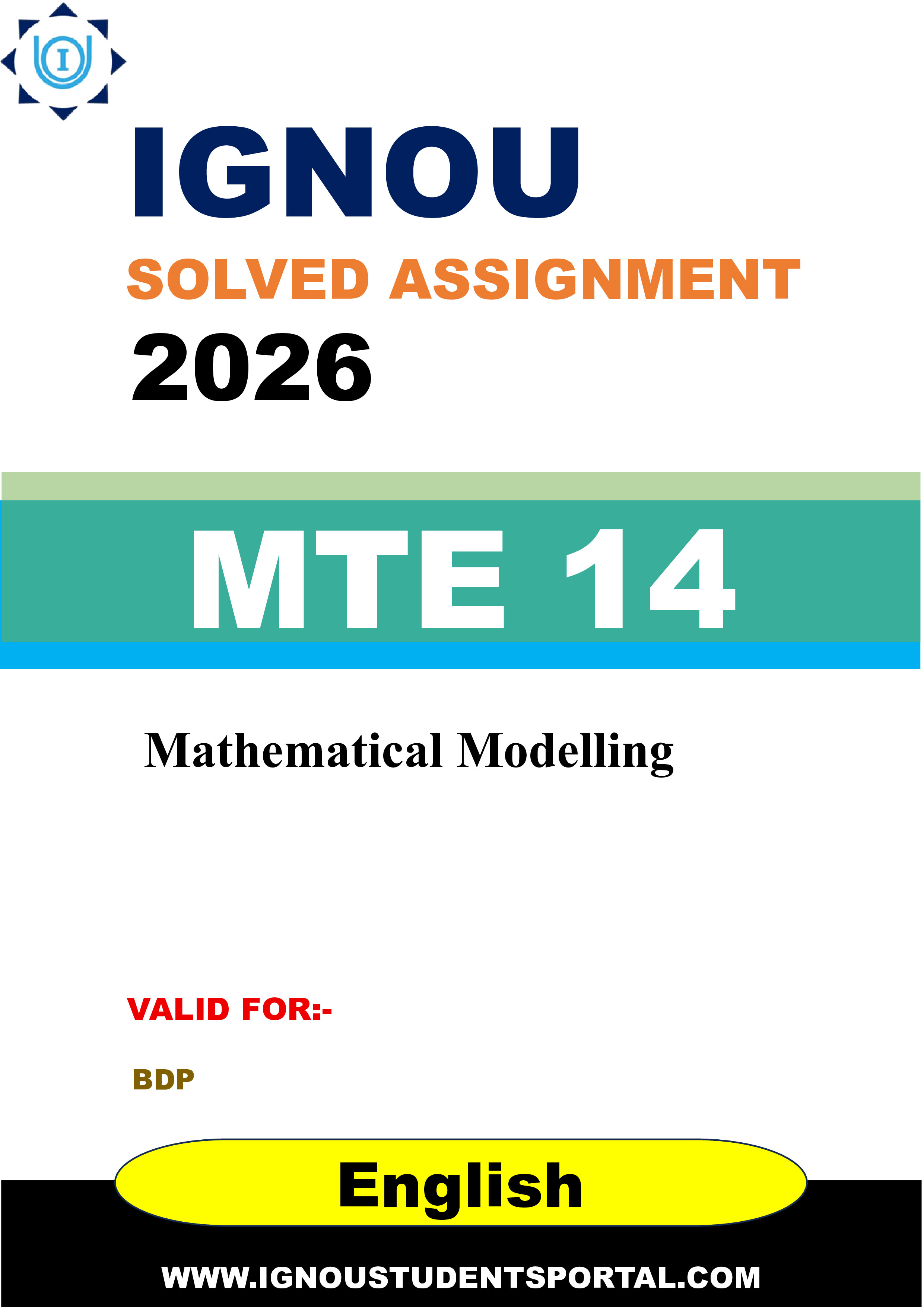 IGNOU MTE 14 Solved Assignment 2026-26: Mathematical Modelling (English Medium) | IGNOU Students Portal