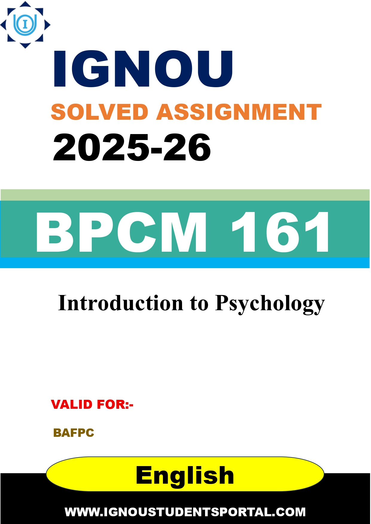 IGNOU BPCM 161 Solved Assignment 2025-2026 (English Medium) – Download PDF