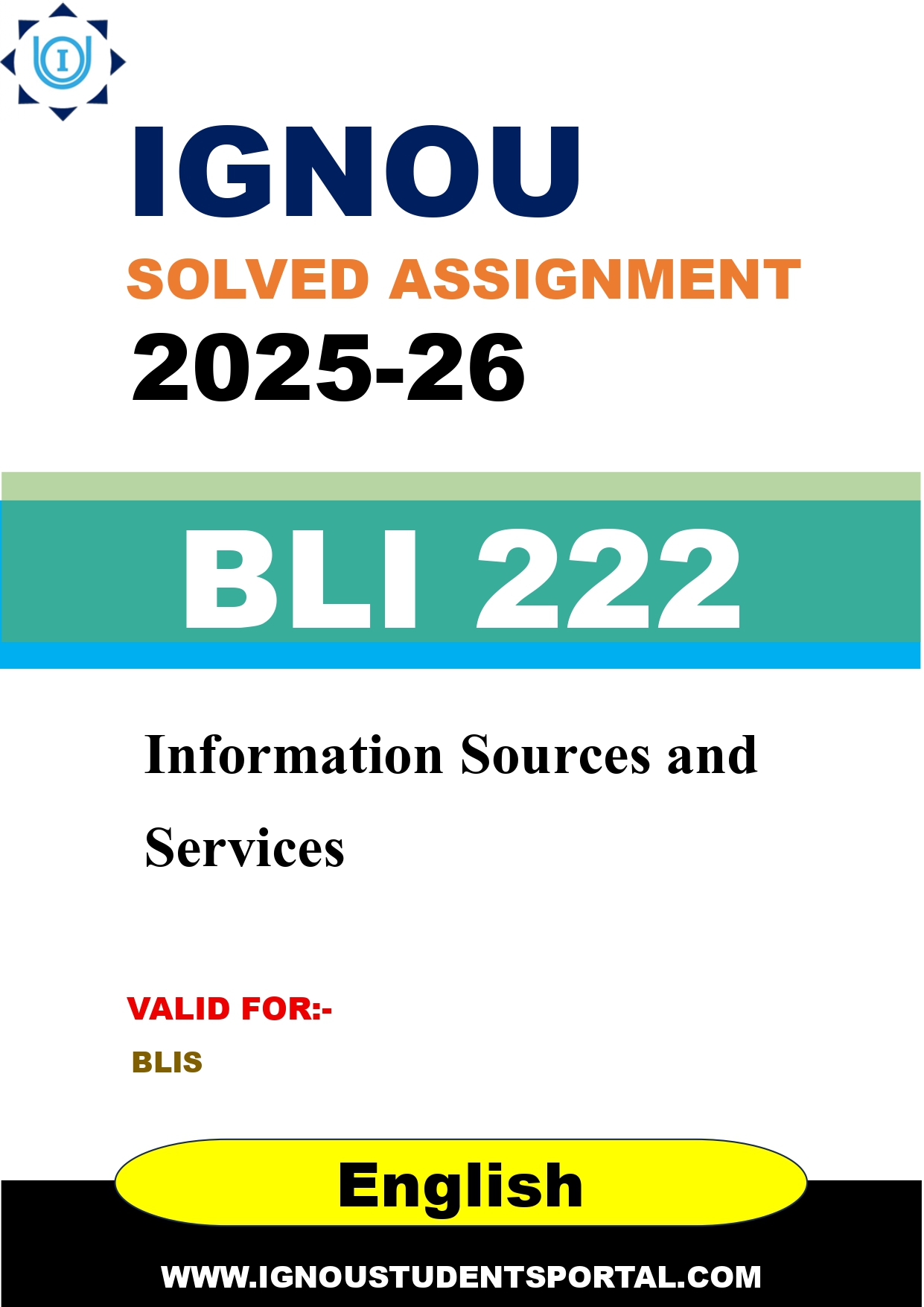 IGNOU BLI 222 Solved Assignment 2025-2026: Information Sources and Services (English Medium) | IGNOU Students Portal