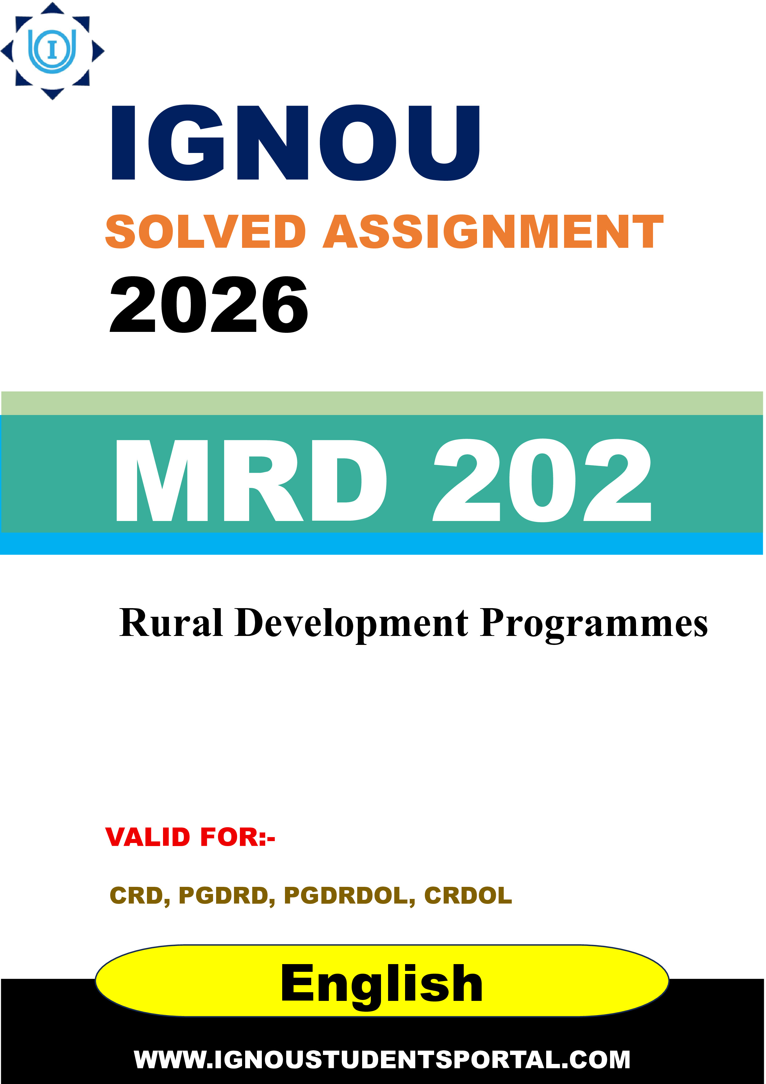 IGNOU MRD 202 Solved Assignment 2026-26: Rural Development Programmes (English Medium) | IGNOU Students Portal