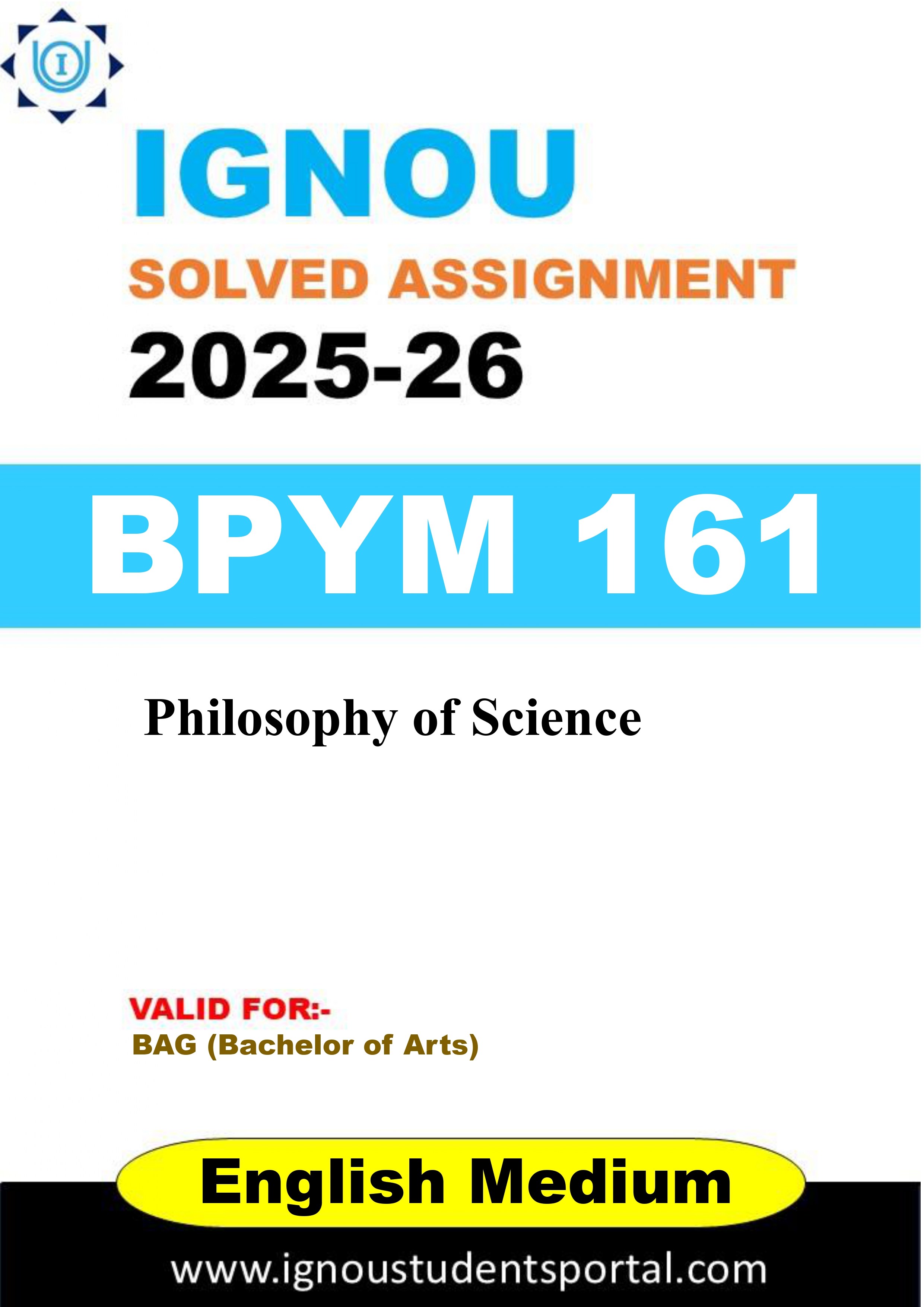 IGNOU BPYM 161 Solved Assignment 2025-2026 (ENGLISH Medium) – Download PDF