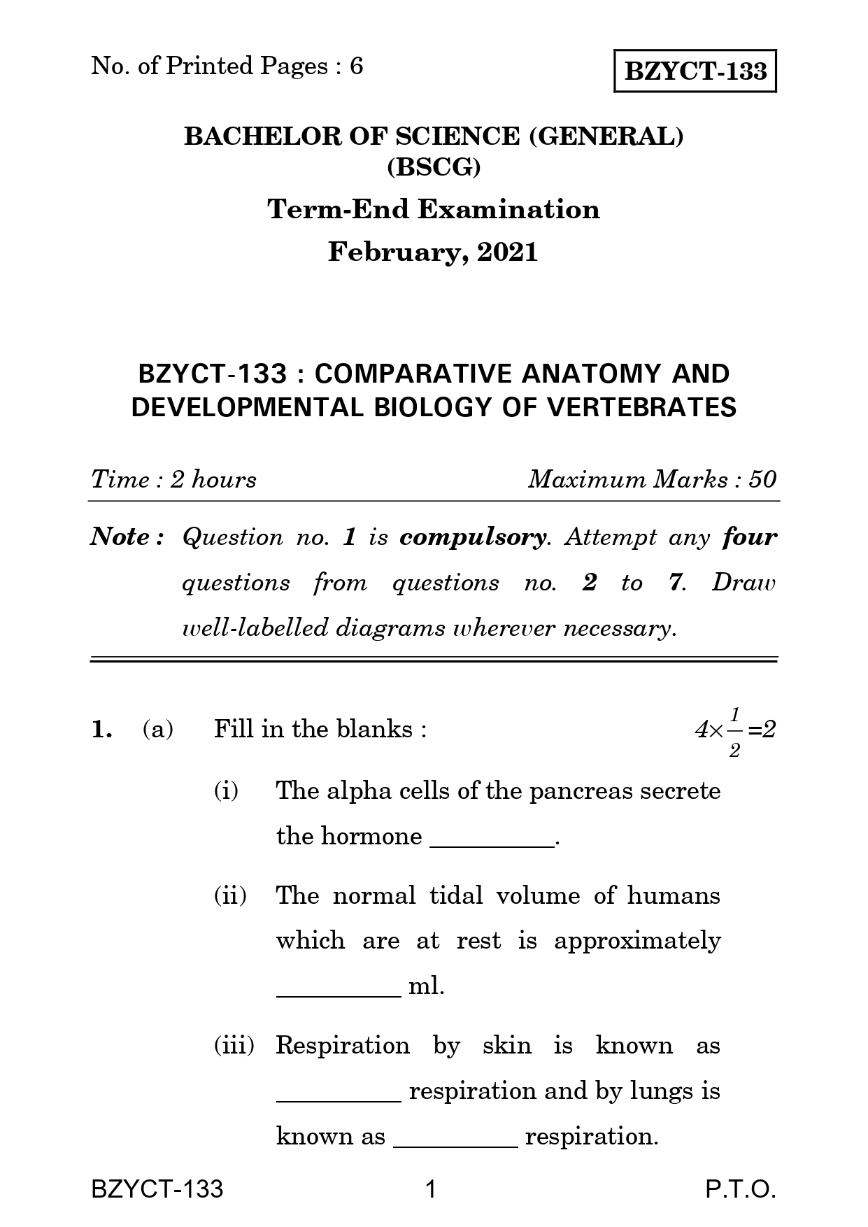 IGNOU BZYCT 133 Solved Previous Year Question Paper – February 2021 (English Medium) – Download PDF
