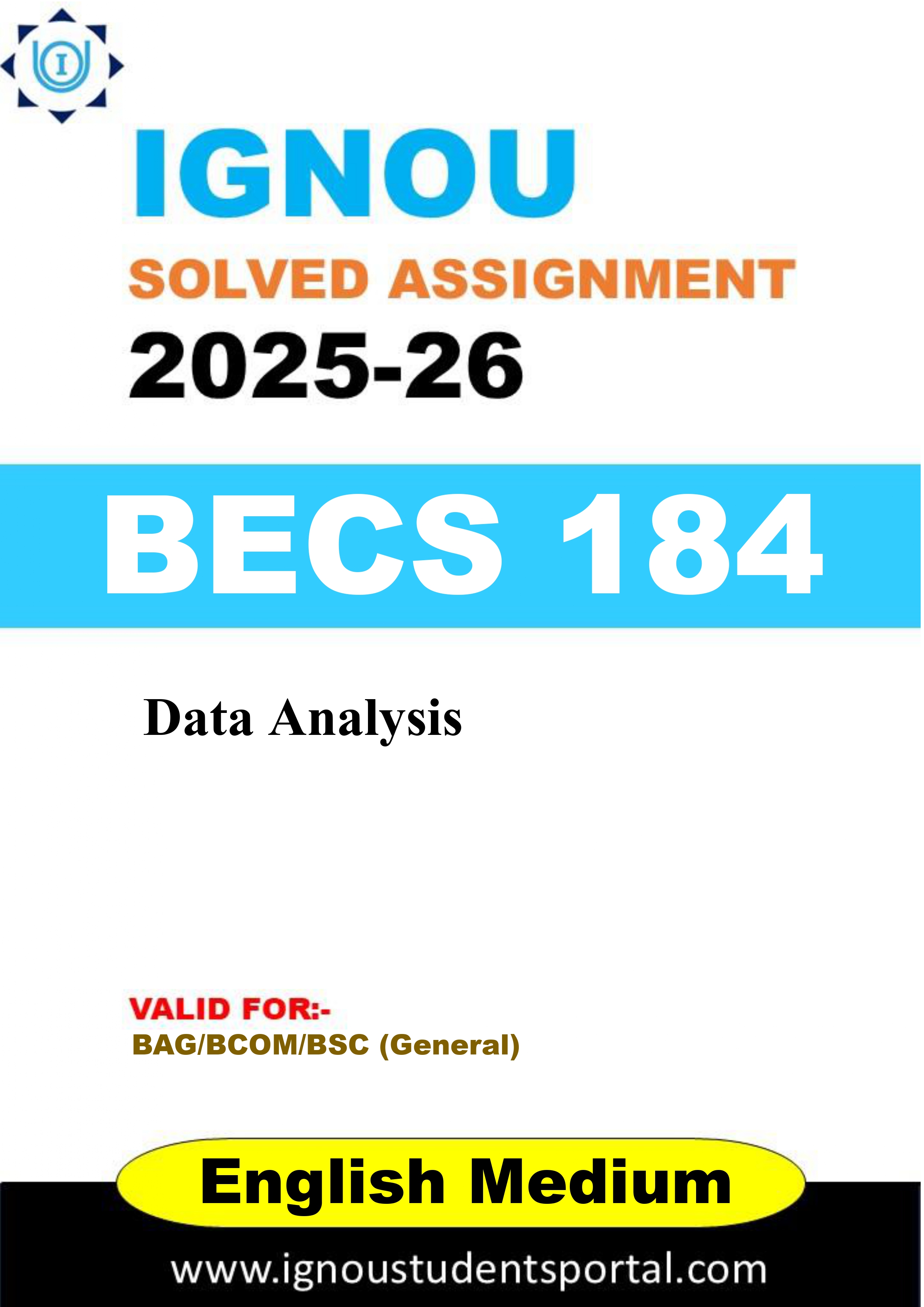 IGNOU BECS 184 Solved Assignment 2025-2026 (ENGLISH Medium) – Download PDF