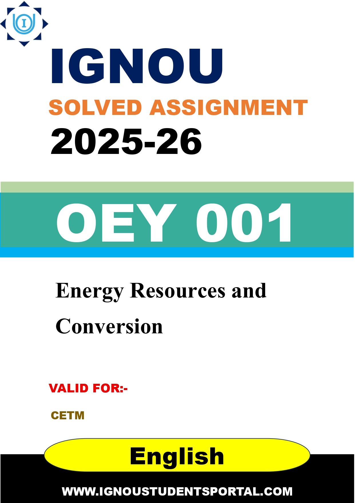 IGNOU OEY 001 Solved Assignment 2025-2026 (English Medium) – Download PDF