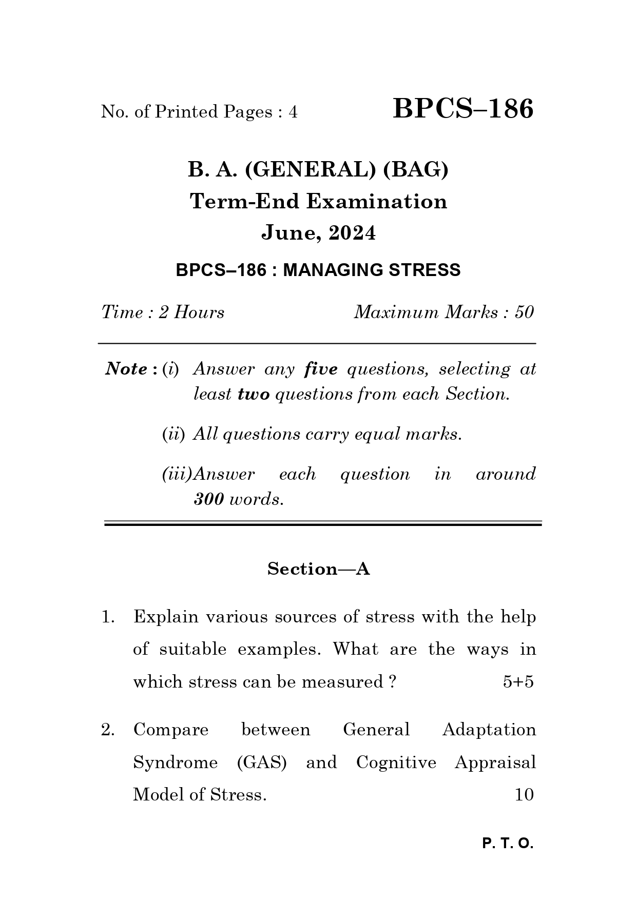 IGNOU BPCS 186 Solved Previous Year Question Paper – June 2024 (English Medium) – Download PDF
