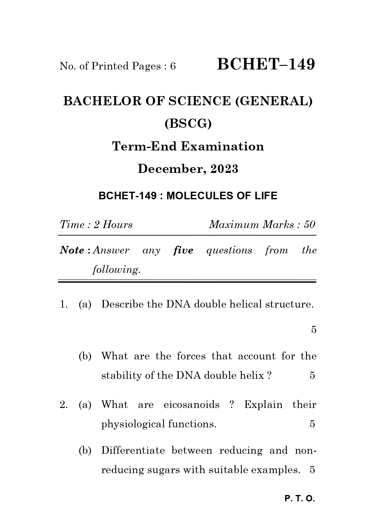 IGNOU BCHET 149 Solved Previous Year Question Paper –DECEMBER 2023 (ENGLISH Medium) – Download PDF