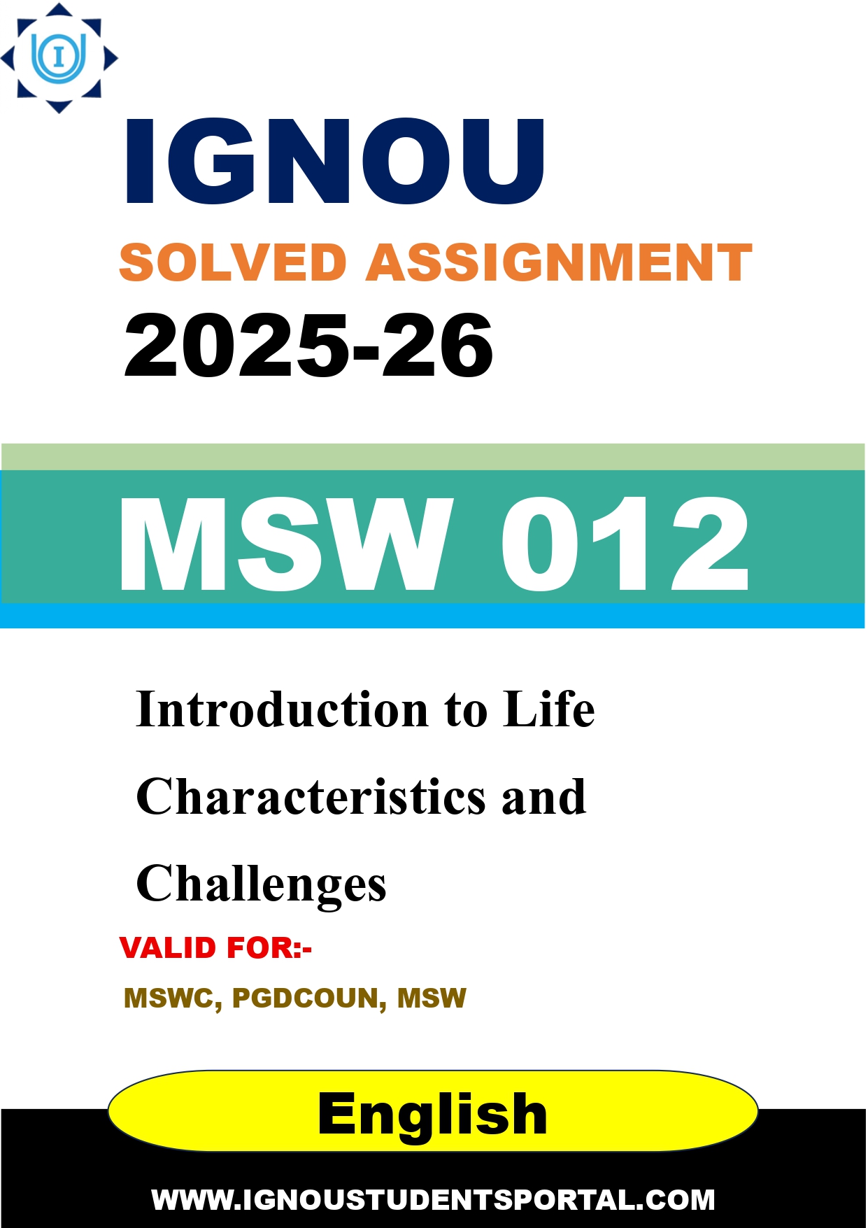 IGNOU MSW 012 Solved Assignment 2025-2026 (English Medium) – Download PDF