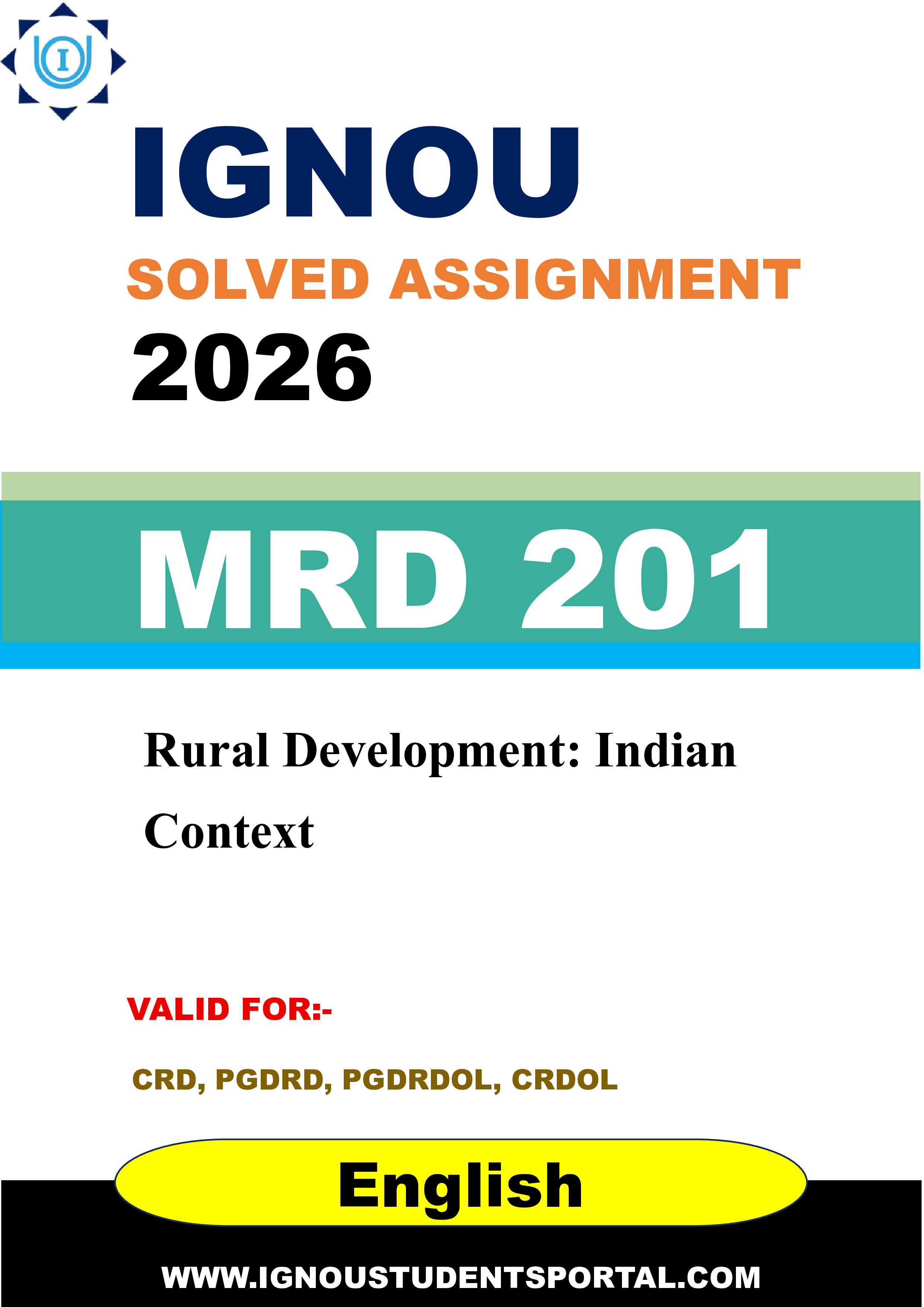 IGNOU MRD 201 Solved Assignment 2026-26: Rural Development: Indian Context (English Medium) | IGNOU Students Portal