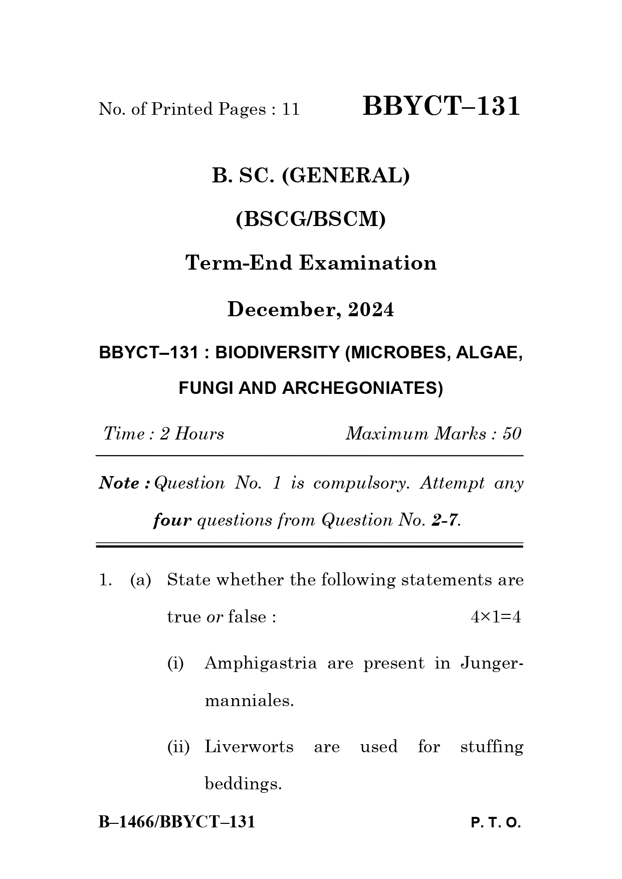 IGNOU BBYCT 131 Solved Previous Year Question Paper – December 2024 (English Medium) – Download PDF