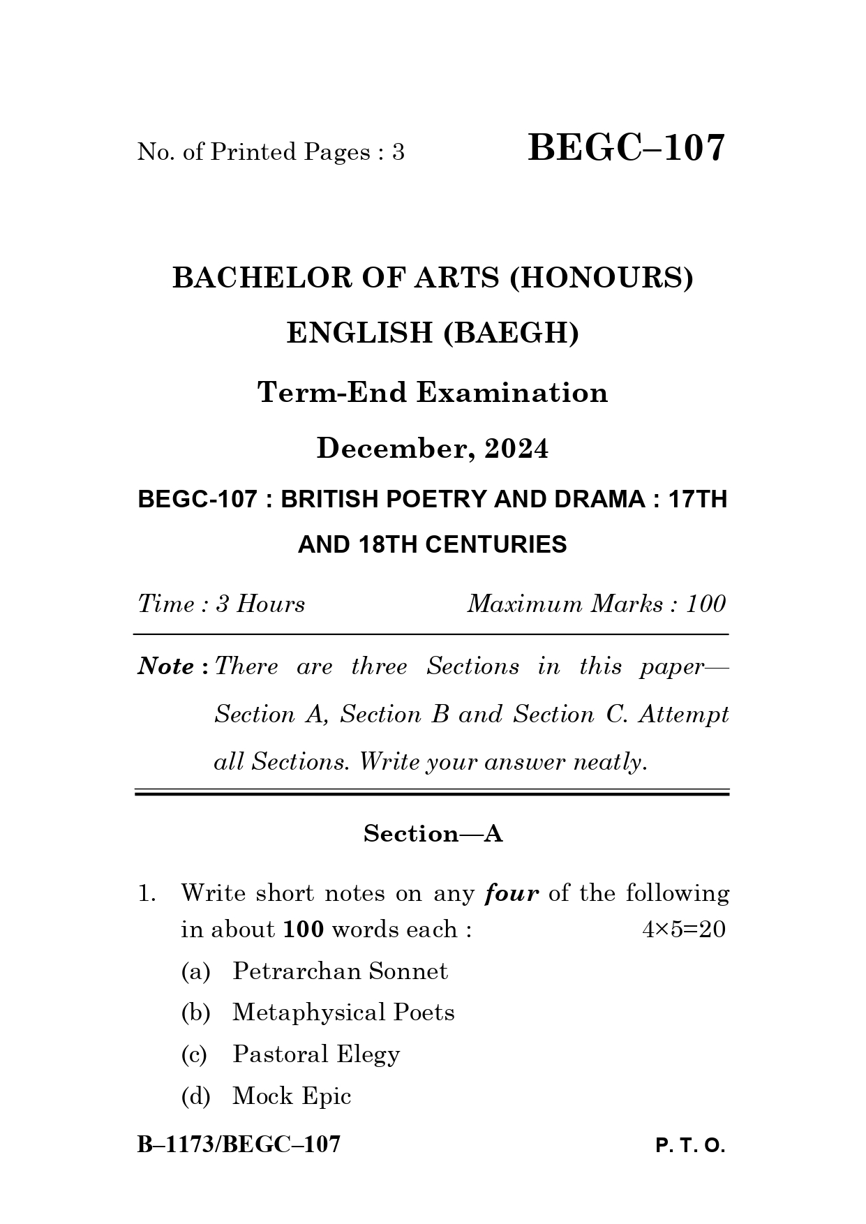 IGNOU BEGC 107 Solved Previous Year Question Paper – December 2024 (ENGLISH Medium) – Download PDF