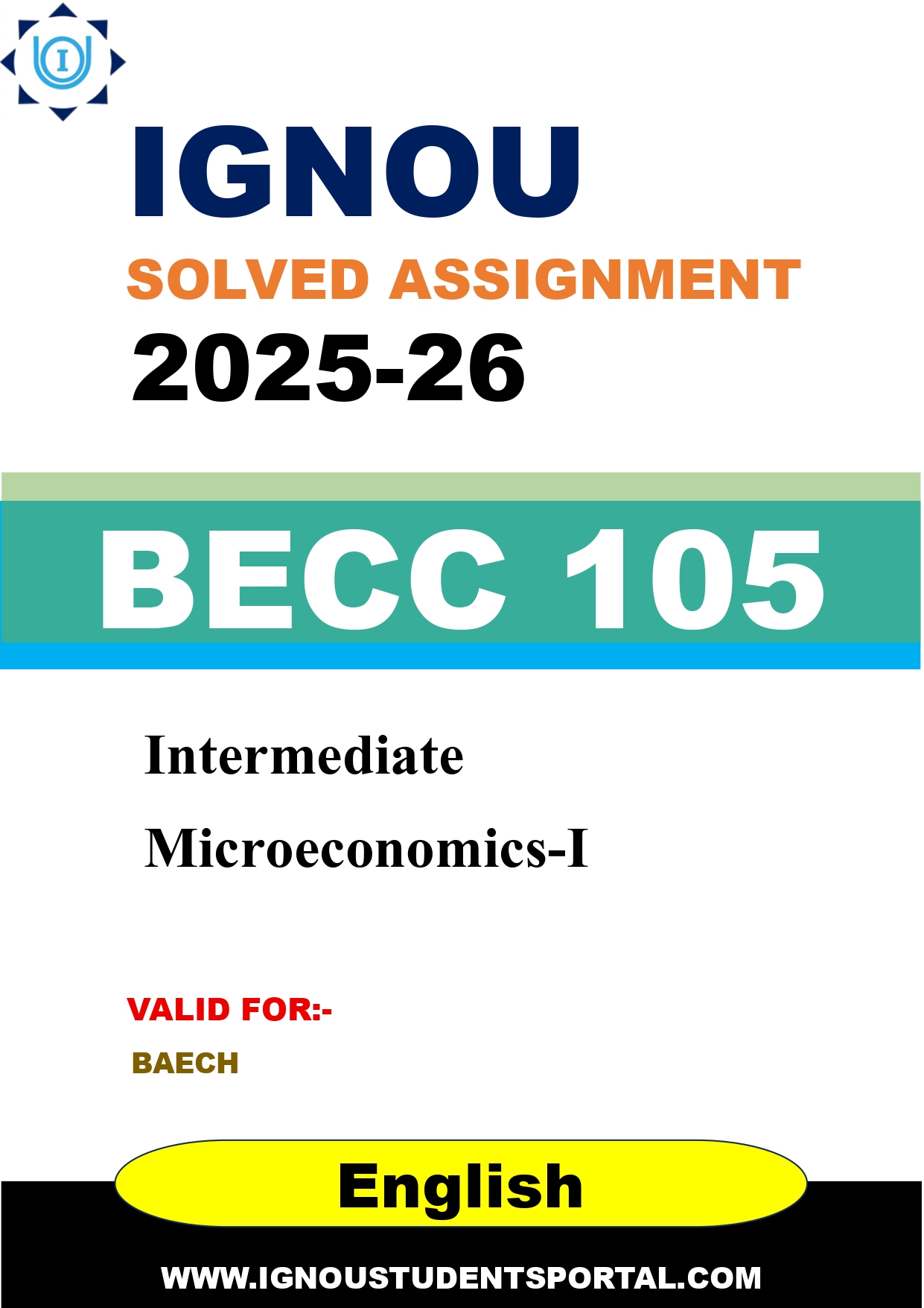 IGNOU BECC 105 Solved Assignment 2025-2026: Intermediate Microeconomics-I (English Medium) | IGNOU Students Portal