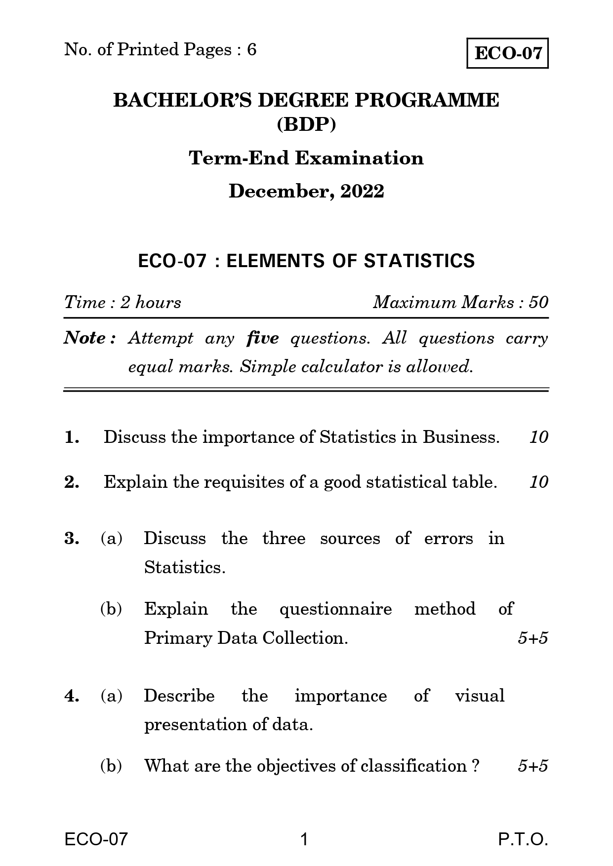 IGNOU ECO 07 Solved Previous Year Question Paper – December 2022 (English Medium) – Download PDF