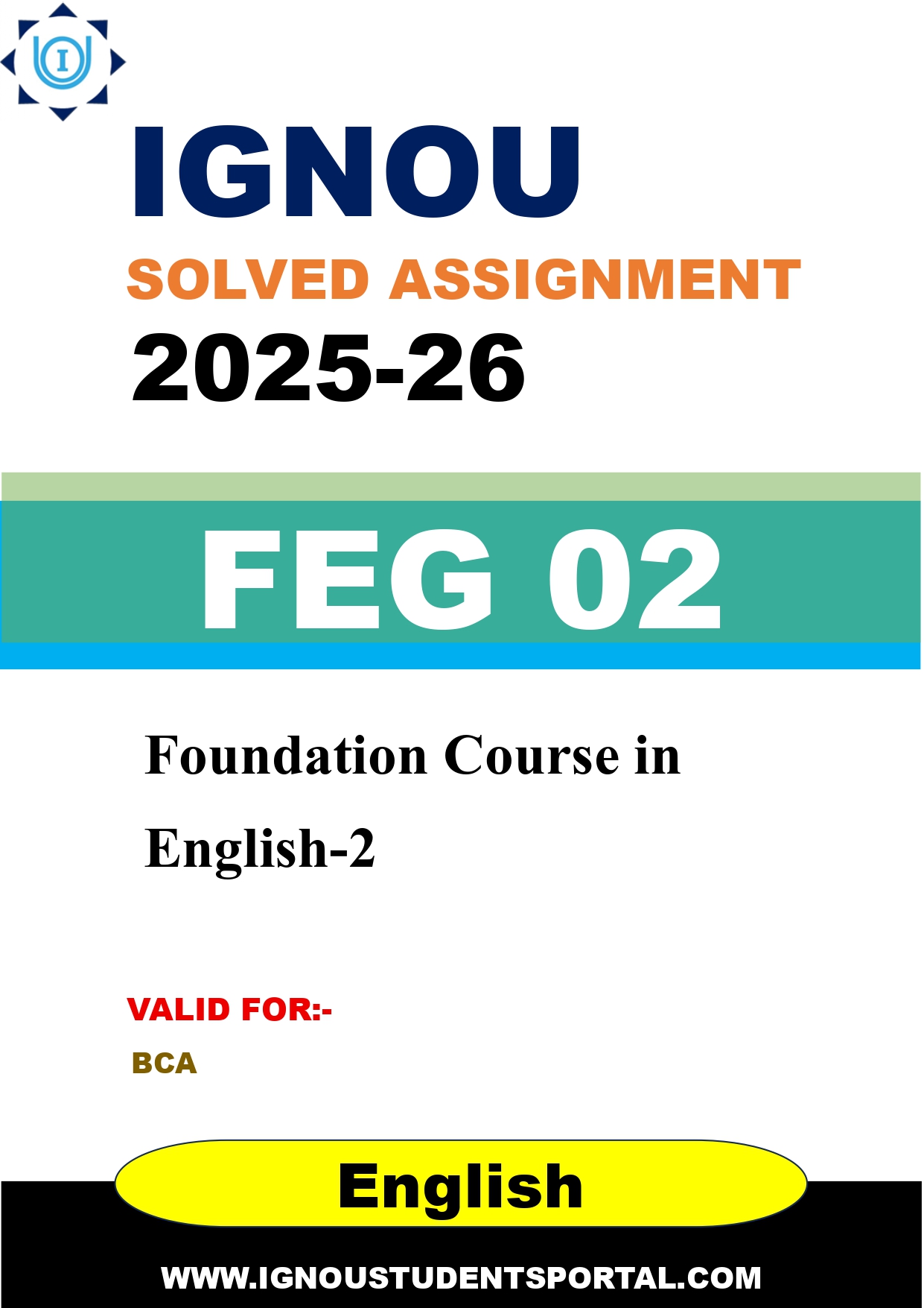 IGNOU FEG 02 Solved Assignment 2025-2026: Foundation Course in English-2 (English Medium) | IGNOU Students Portal