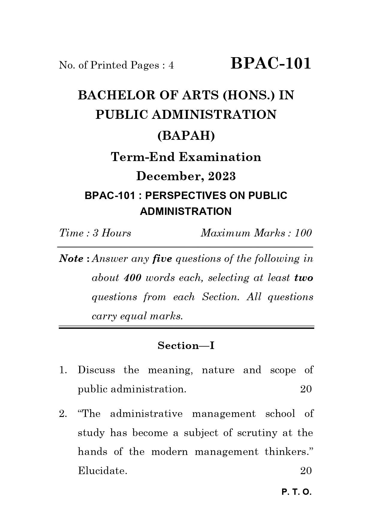 IGNOU BPAC 101 Solved Previous Year Question Paper – DECEMBER 2023 (ENGLISH Medium) – Download PDF