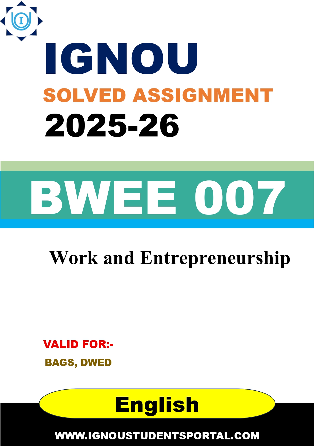 IGNOU BWEE 007 Solved Assignment 2025-2026 (English Medium) – Download PDF