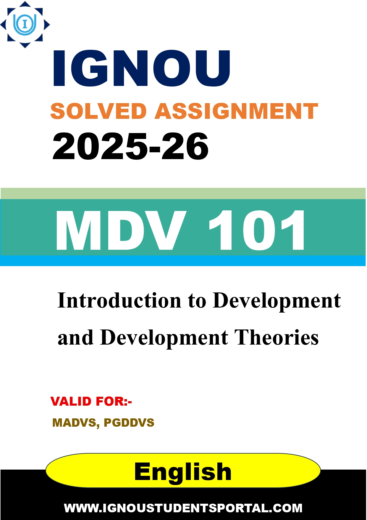 IGNOU MDV 101 Solved Assignment 2025-2026 (English Medium) – Download PDF