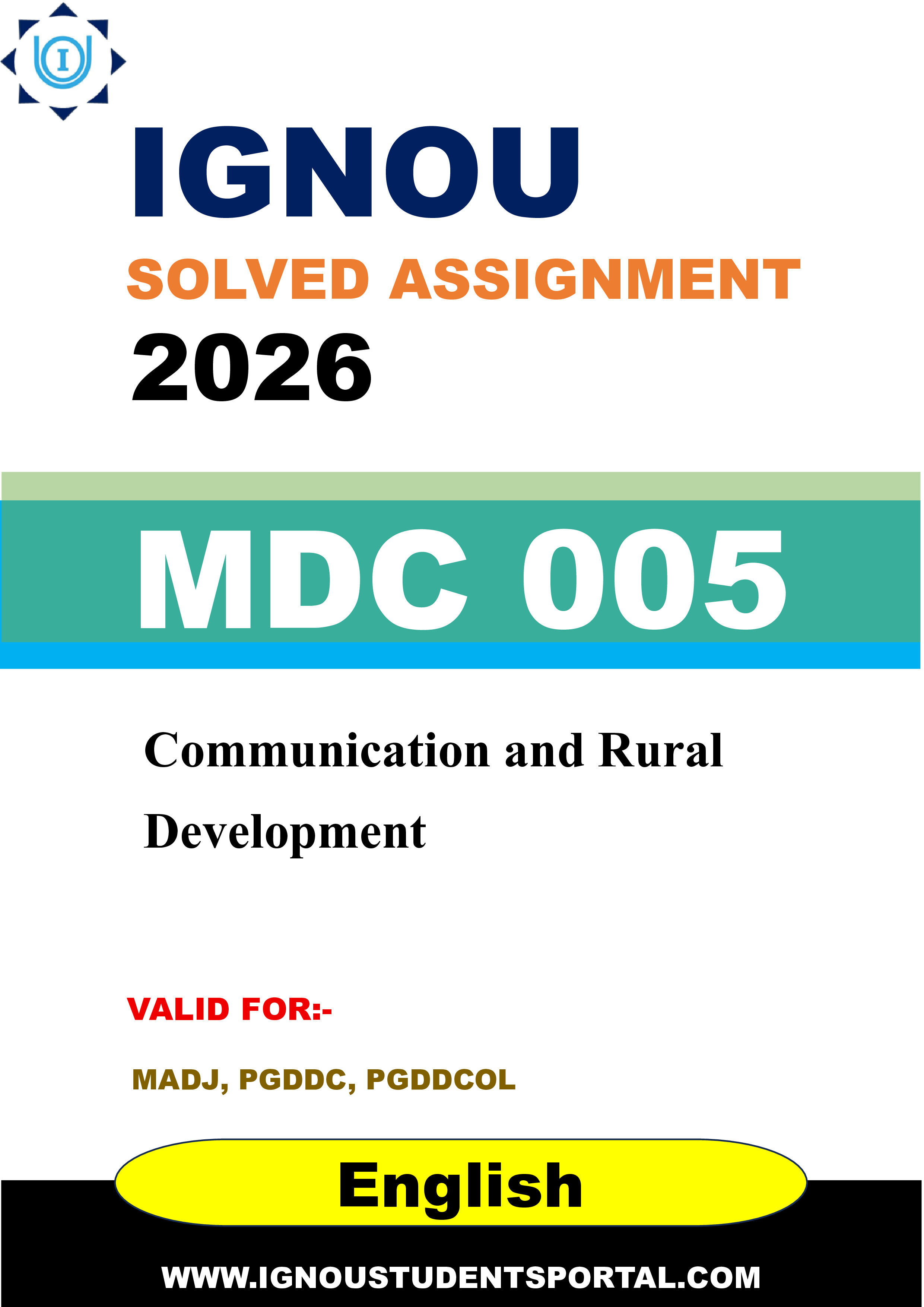IGNOU MDC 005 Solved Assignment 2026-26: Communication and Rural Development (English Medium) | IGNOU Students Portal