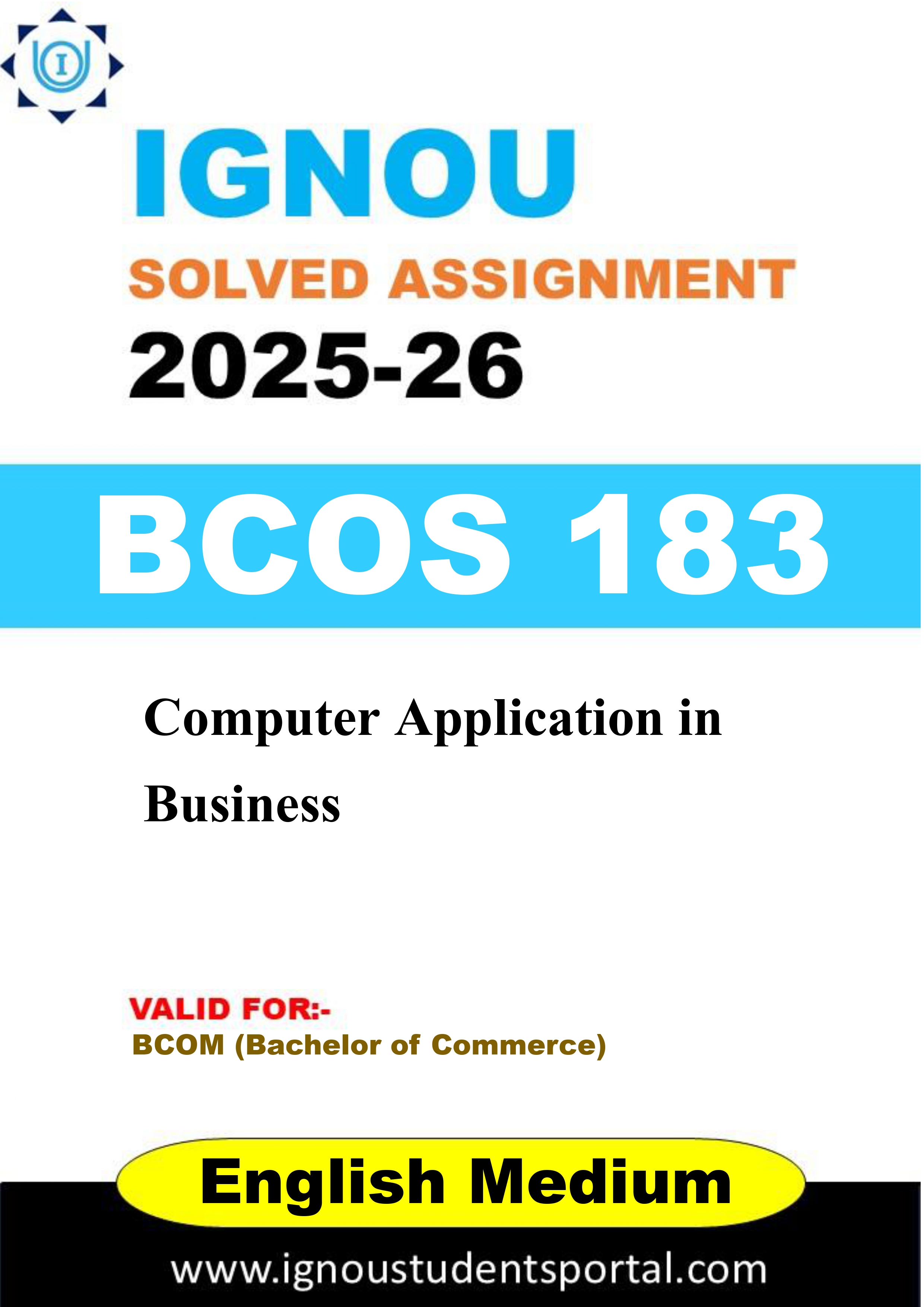 IGNOU BCOS 183 Solved Assignment 2025-2026 (ENGLISH Medium) – Download PDF