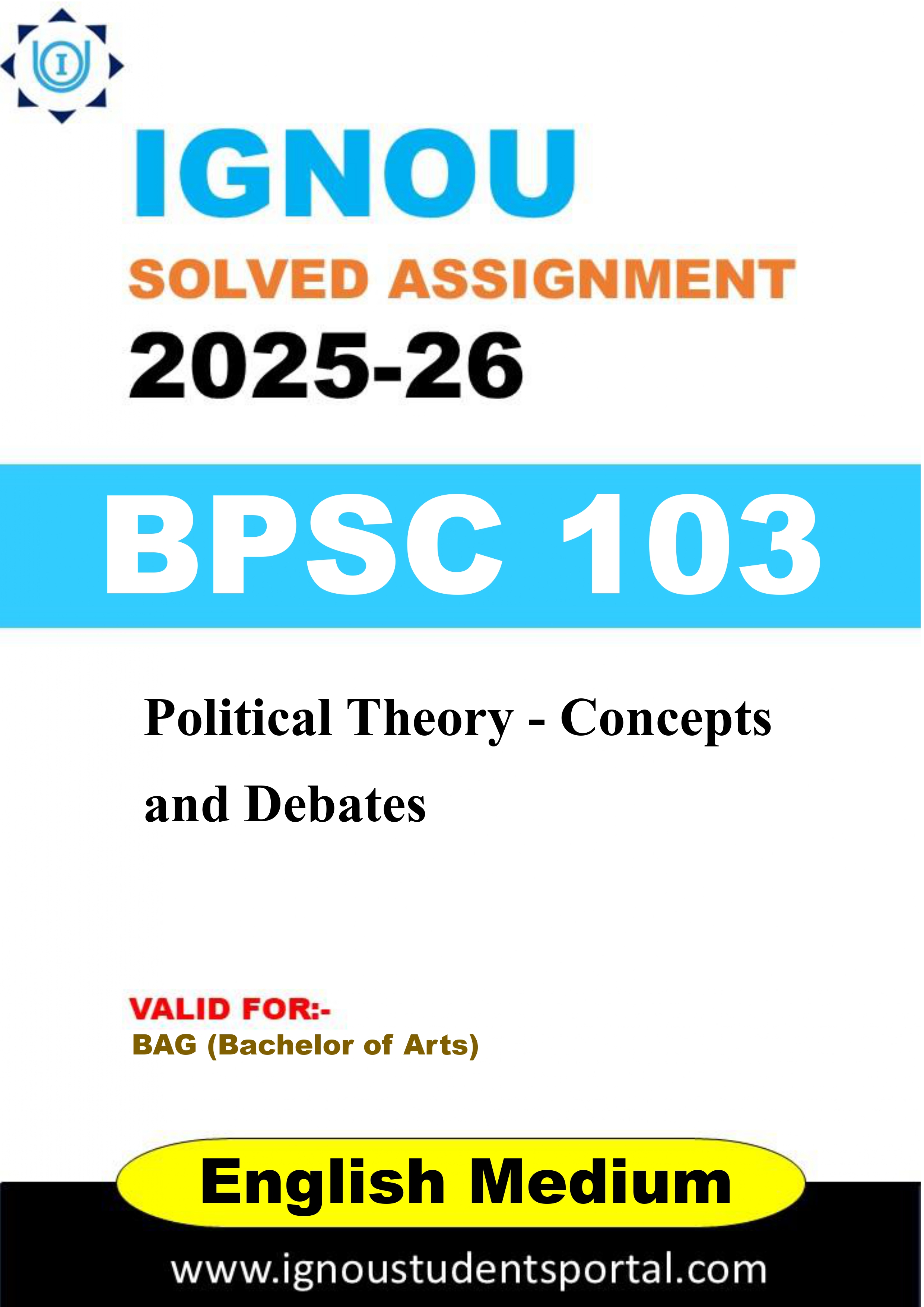 IGNOU BPSC 103 Solved Assignment 2025-2026 (ENGLISH Medium) – Download PDF