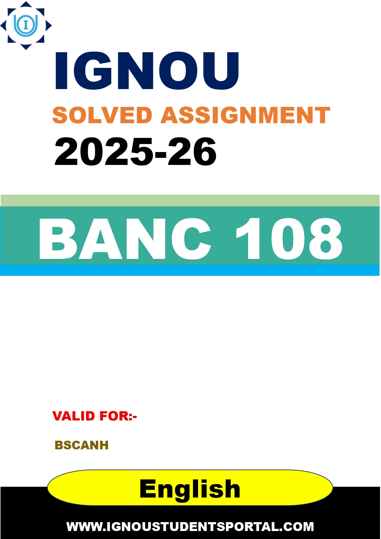 IGNOU BANC 108 Solved Assignment 2025-2026 (English Medium) – Download PDF