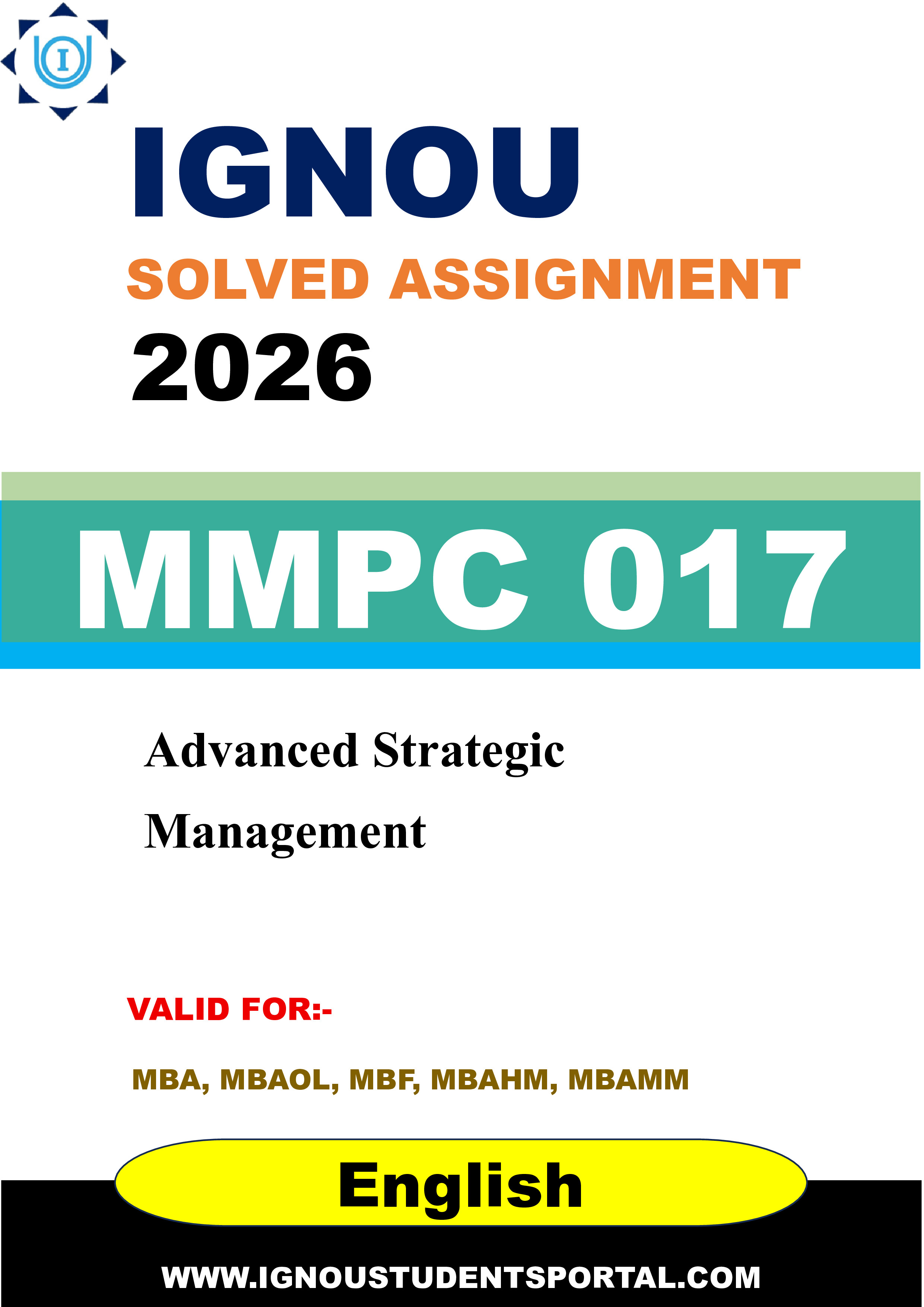 IGNOU MMPC 017 Solved Assignment 2026-26: Advanced Strategic Management (English Medium) | IGNOU Students Portal