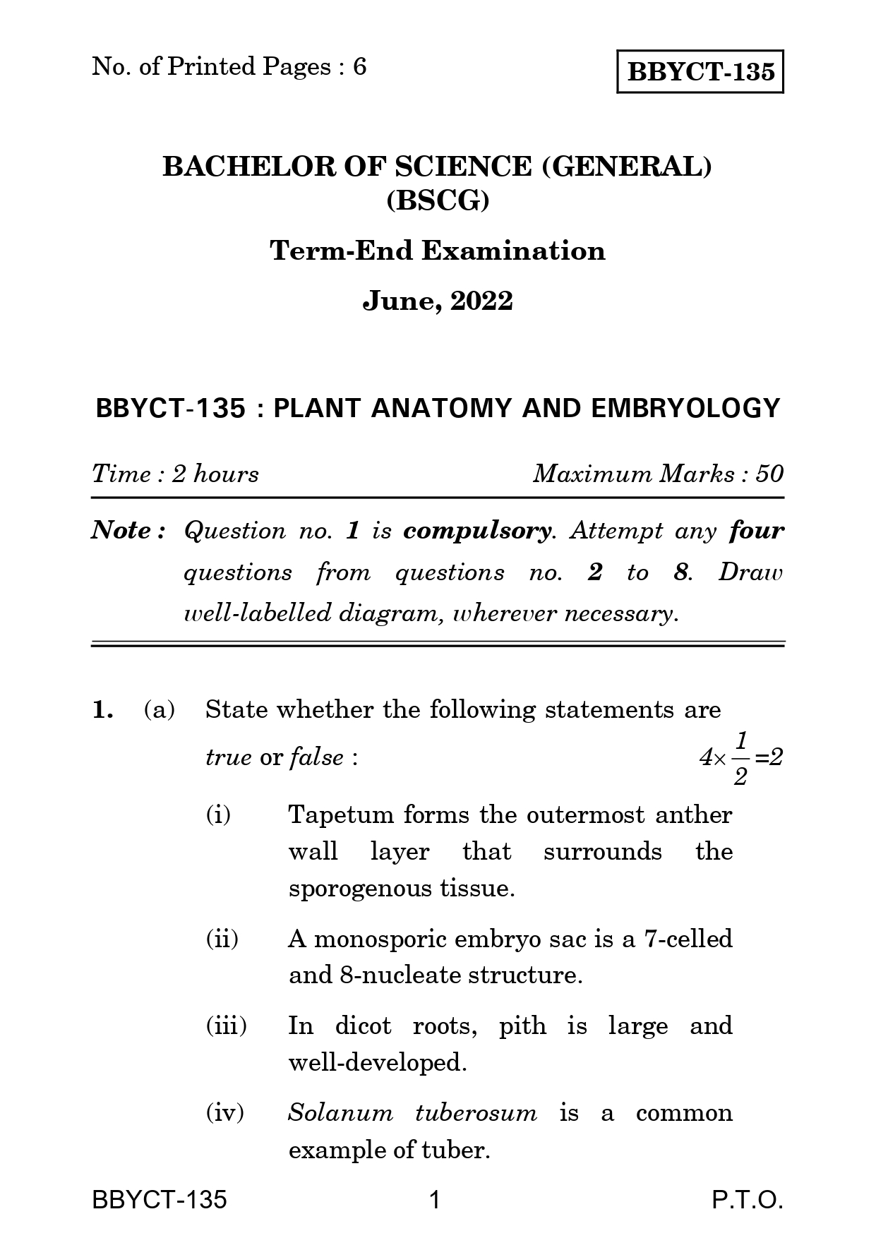 IGNOU BBYCT 135 Solved Previous Year Question Paper – June 2022 (English Medium) – Download PDF