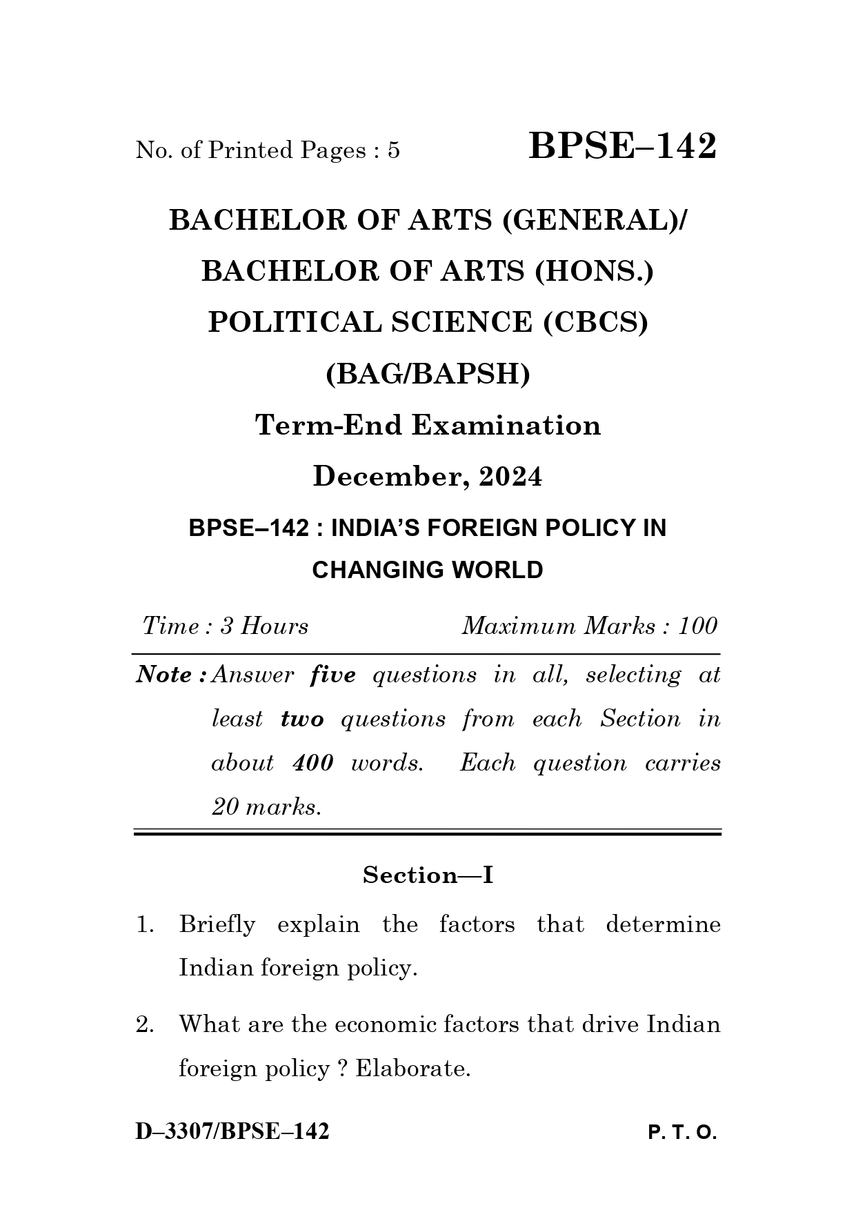 IGNOU BPSE 142 Solved Previous Year Question Paper – December 2024 (English Medium) – Download PDF
