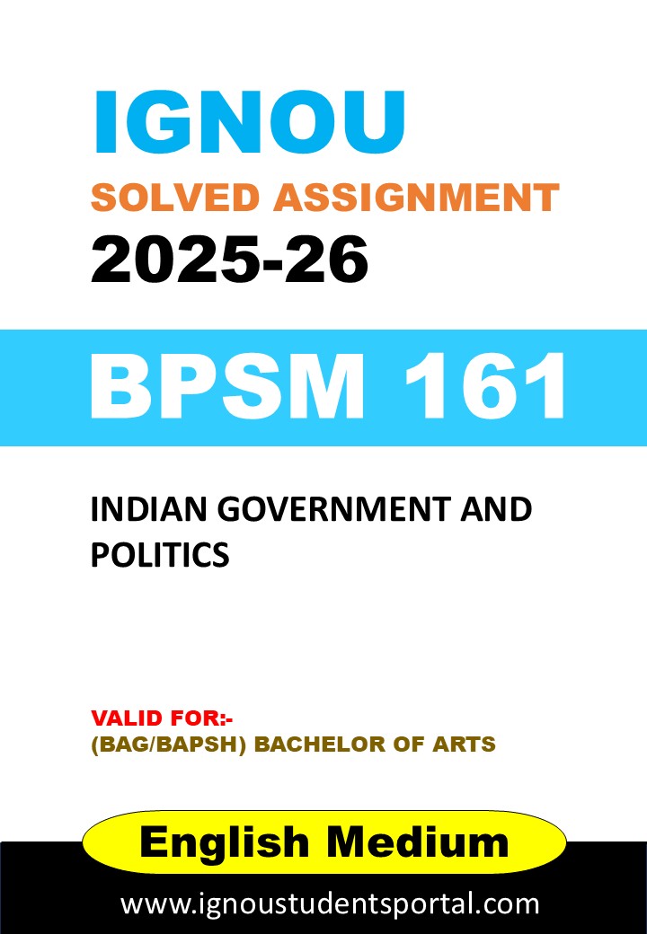 IGNOU BPSM 161 Solved Assignment 2025 (ENGLISH Medium) – Download PDF