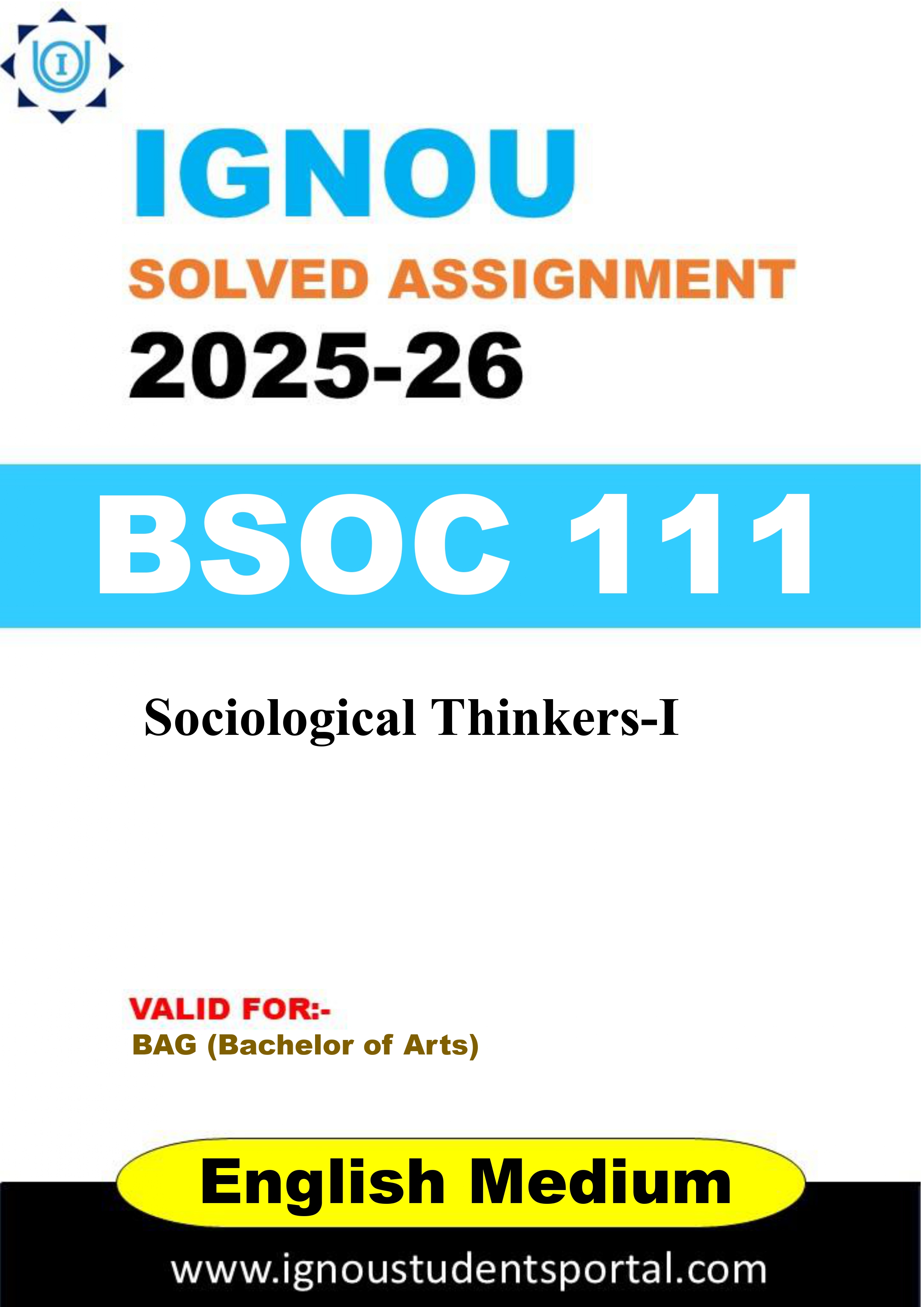 IGNOU BSOC 111 Solved Assignment 2025-2026 (ENGLISH Medium) – Download PDF