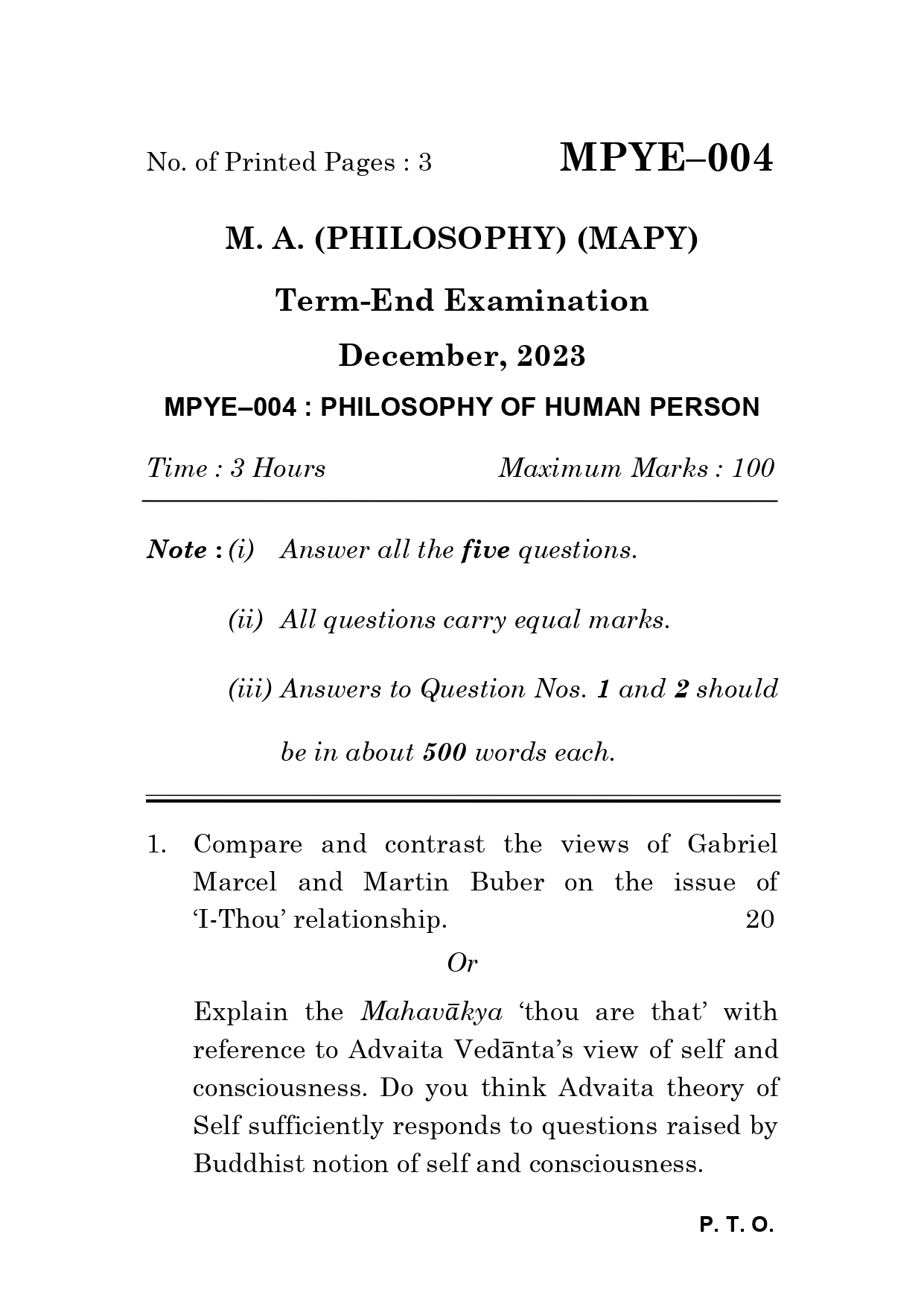 IGNOU MPYE 004 Solved Previous Year Question Paper –DECEMBER 2023 (ENGLISH Medium) – Download PDF