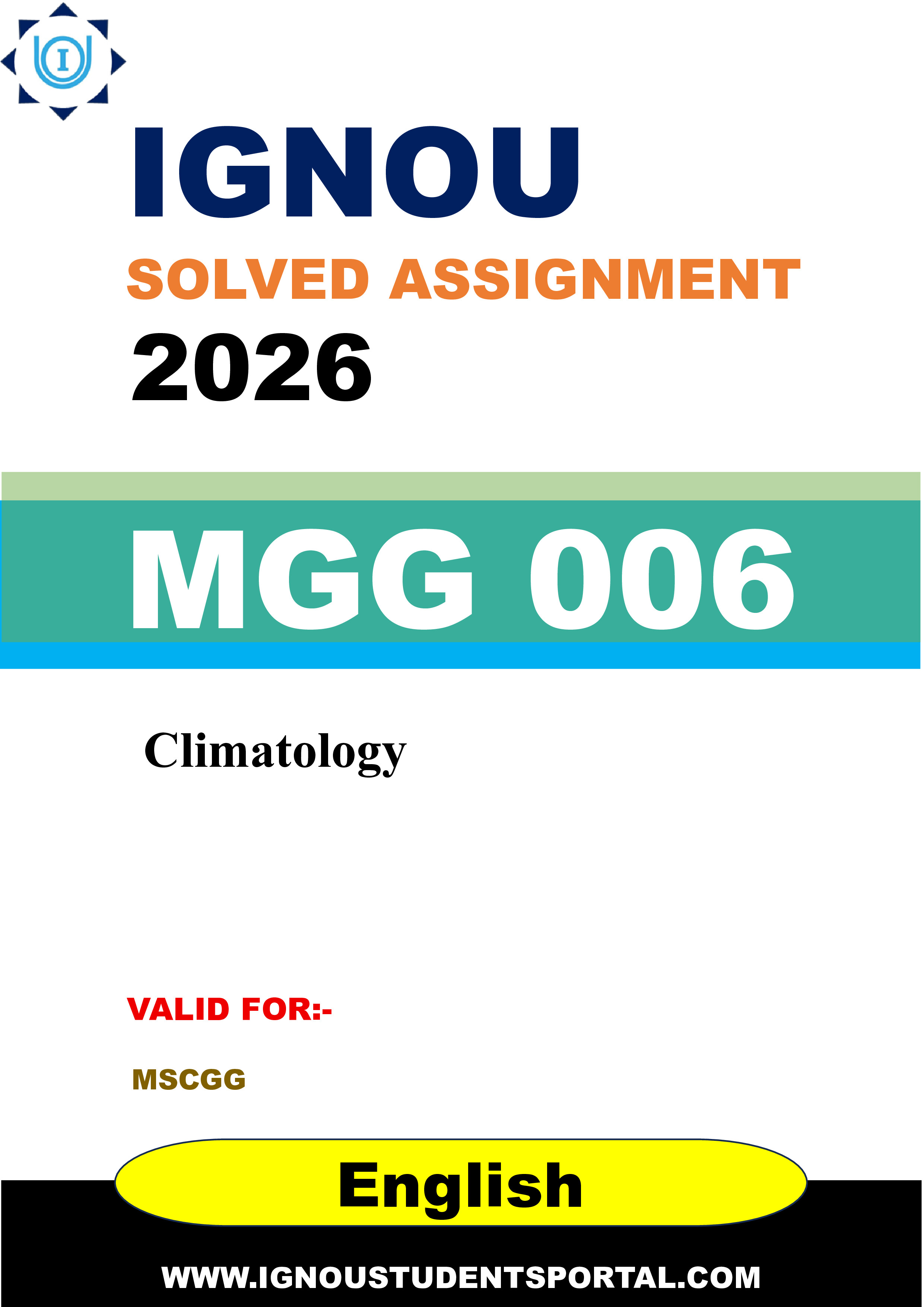 IGNOU MGG 006 Solved Assignment 2026-26: Climatology (English Medium) | IGNOU Students Portal