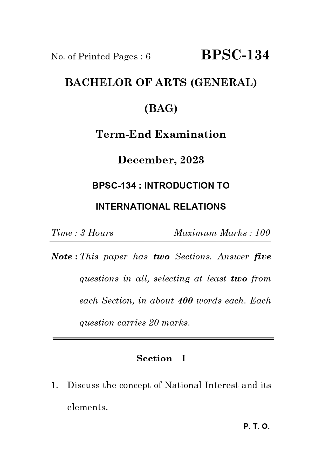 IGNOU BPSC 134 Solved Previous Year Question Paper – December 2023 (English Medium) – Download PDF