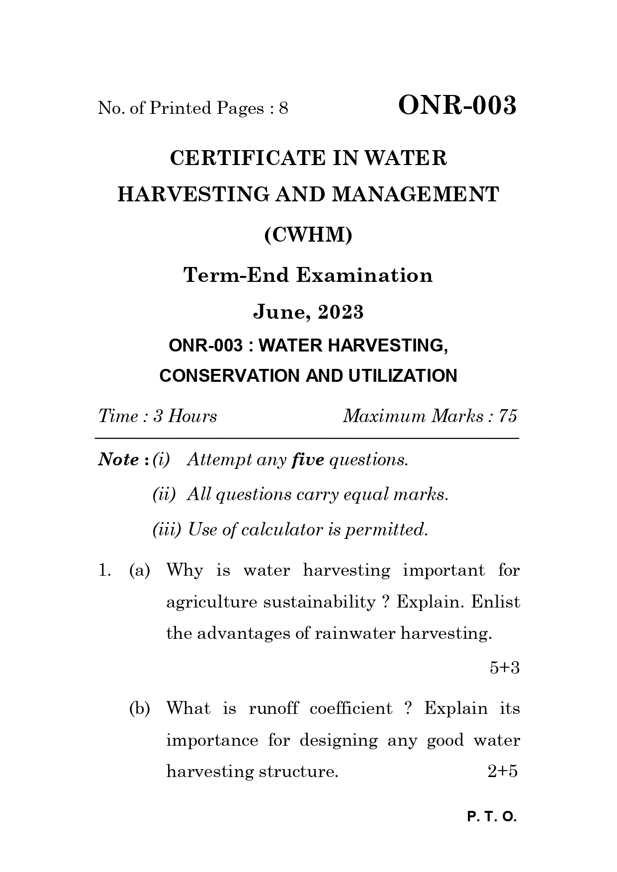 IGNOU ONR 003 Solved Previous Year Question Paper – JUNE 2023 (HINDI Medium) – Download PDF