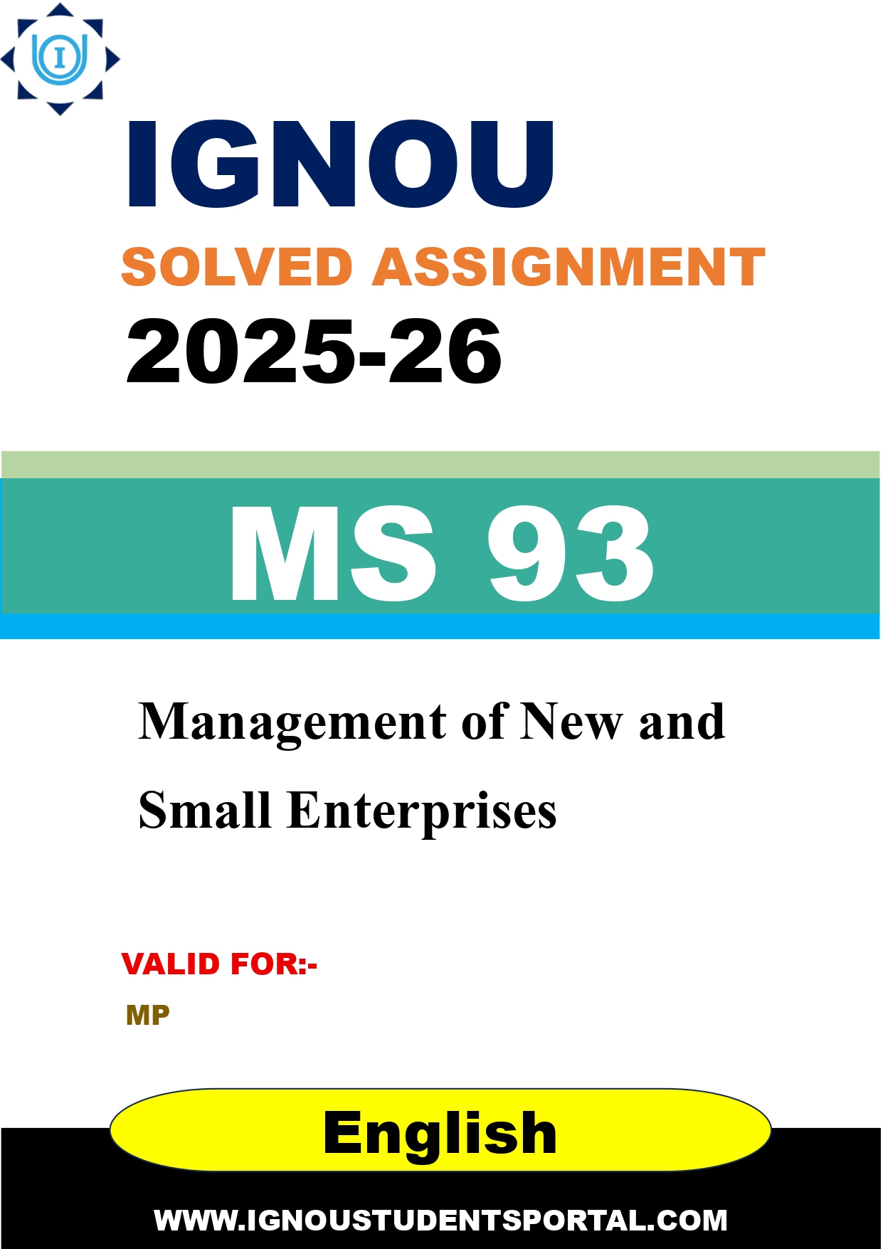 IGNOU MS 93 Solved Assignment 2025-2026: Management of New and Small Enterprises (English Medium) | IGNOU Students Portal