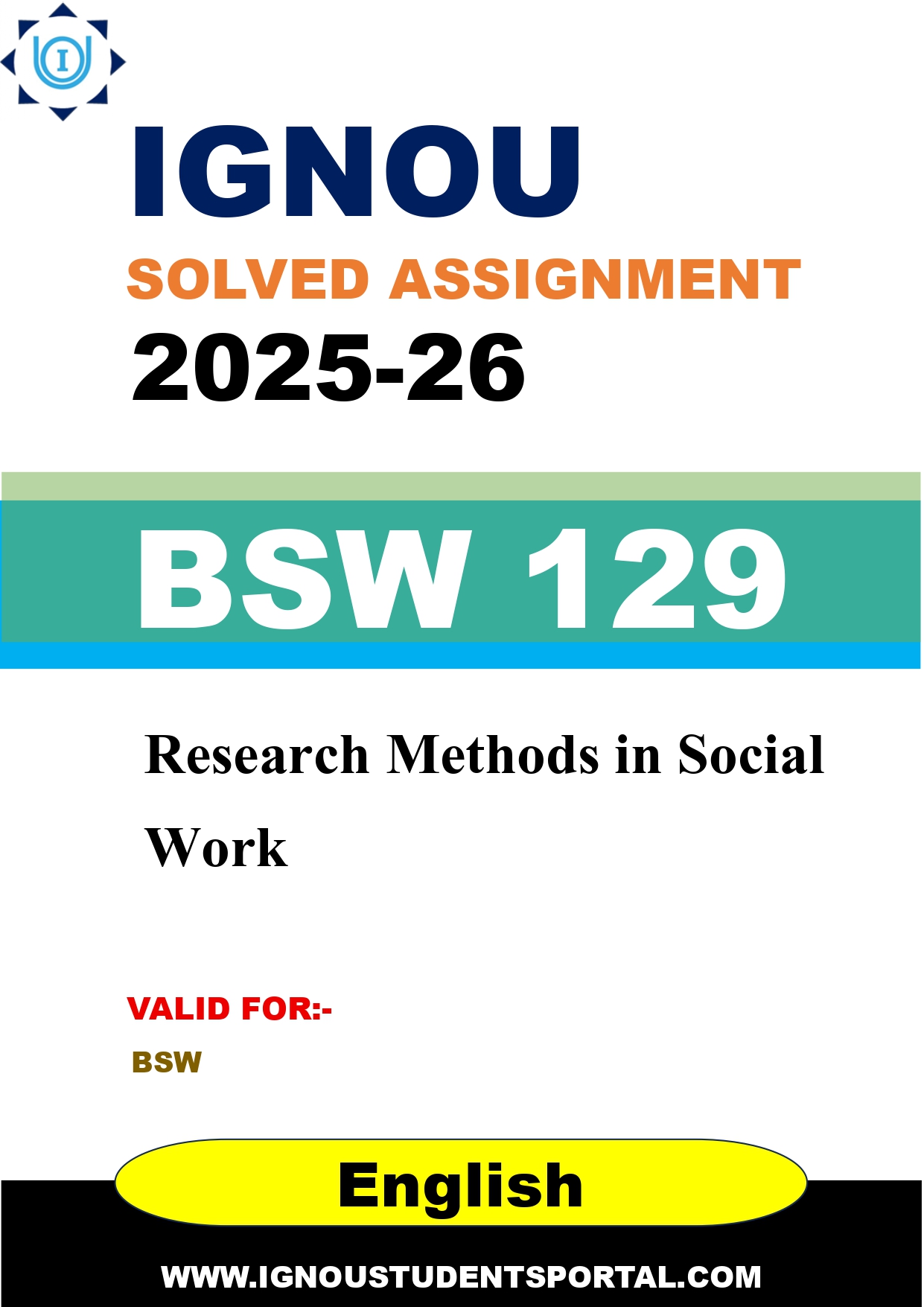 IGNOU BSW 129 Solved Assignment 2025-2026 (English Medium) – Download PDF