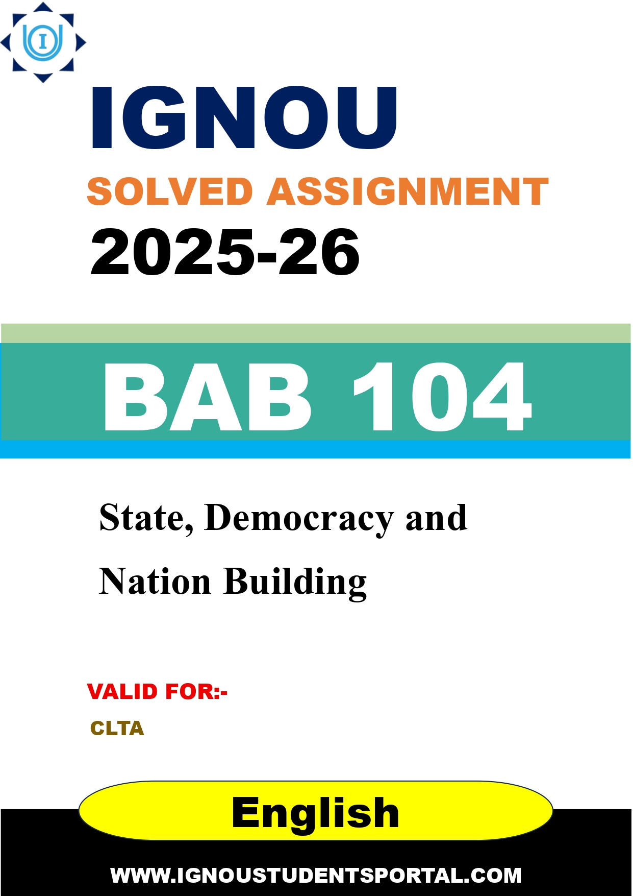 IGNOU BAB 104 Solved Assignment 2025-2026 (English Medium) – Download PDF