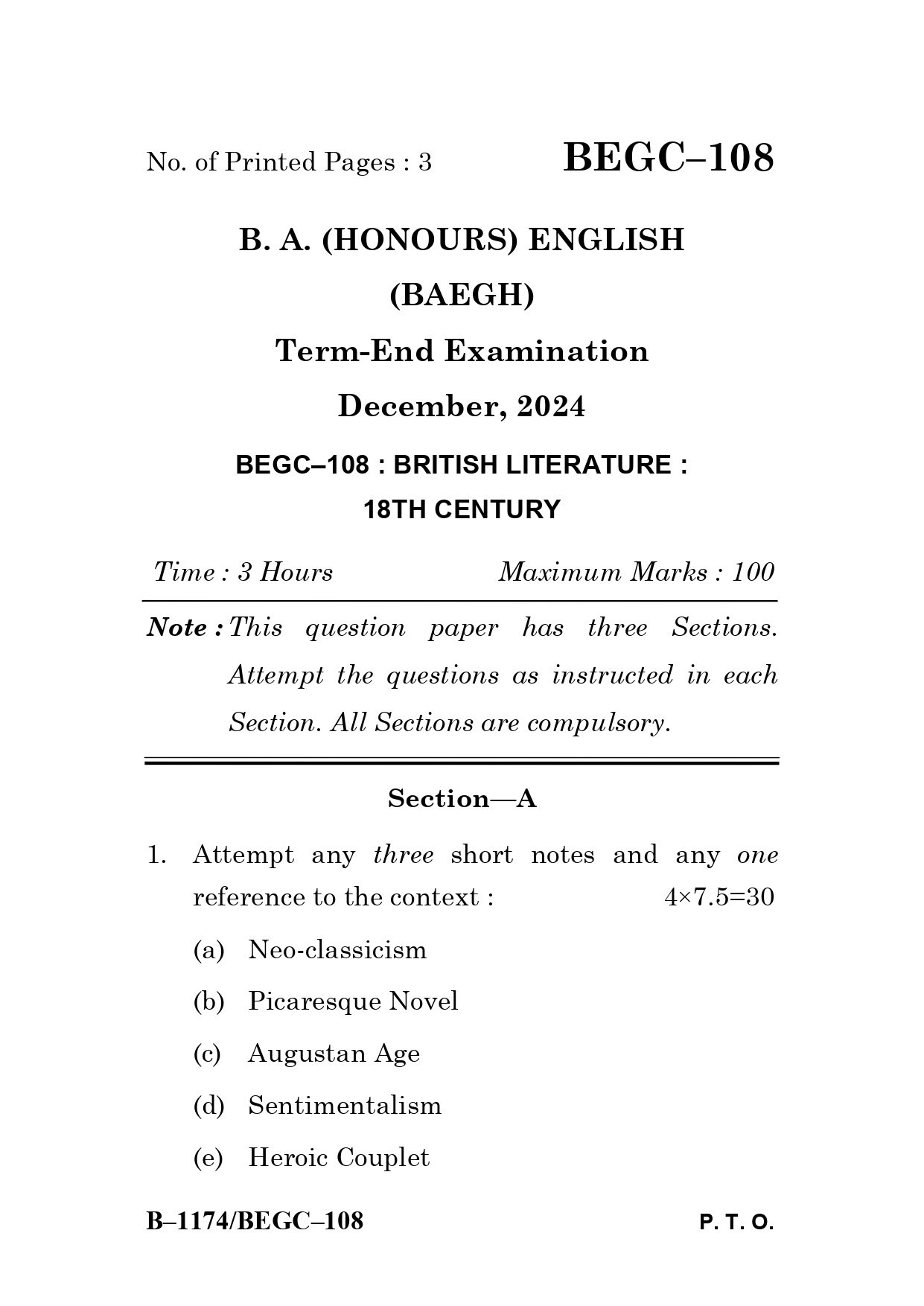 IGNOU BEGC 108 Solved Previous Year Question Paper – December 2024 (ENGLISH Medium) – Download PDF
