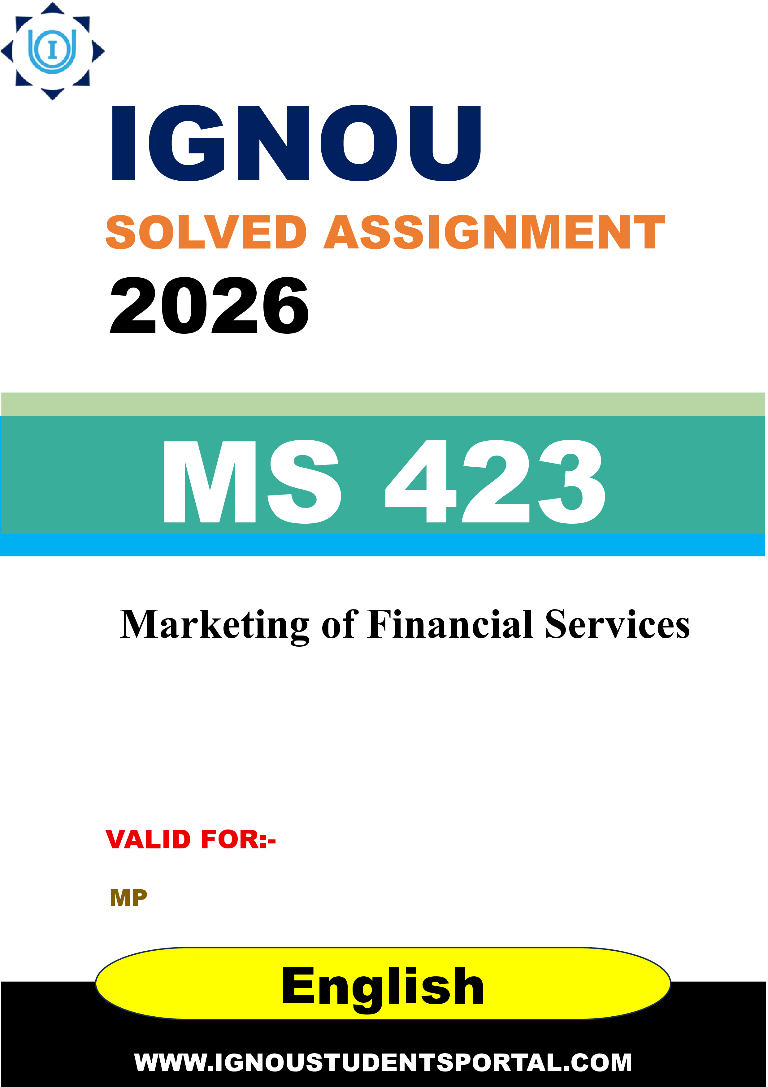 IGNOU MS 423 Solved Assignment 2026-26: Marketing of Financial Services (English Medium) | IGNOU Students Portal