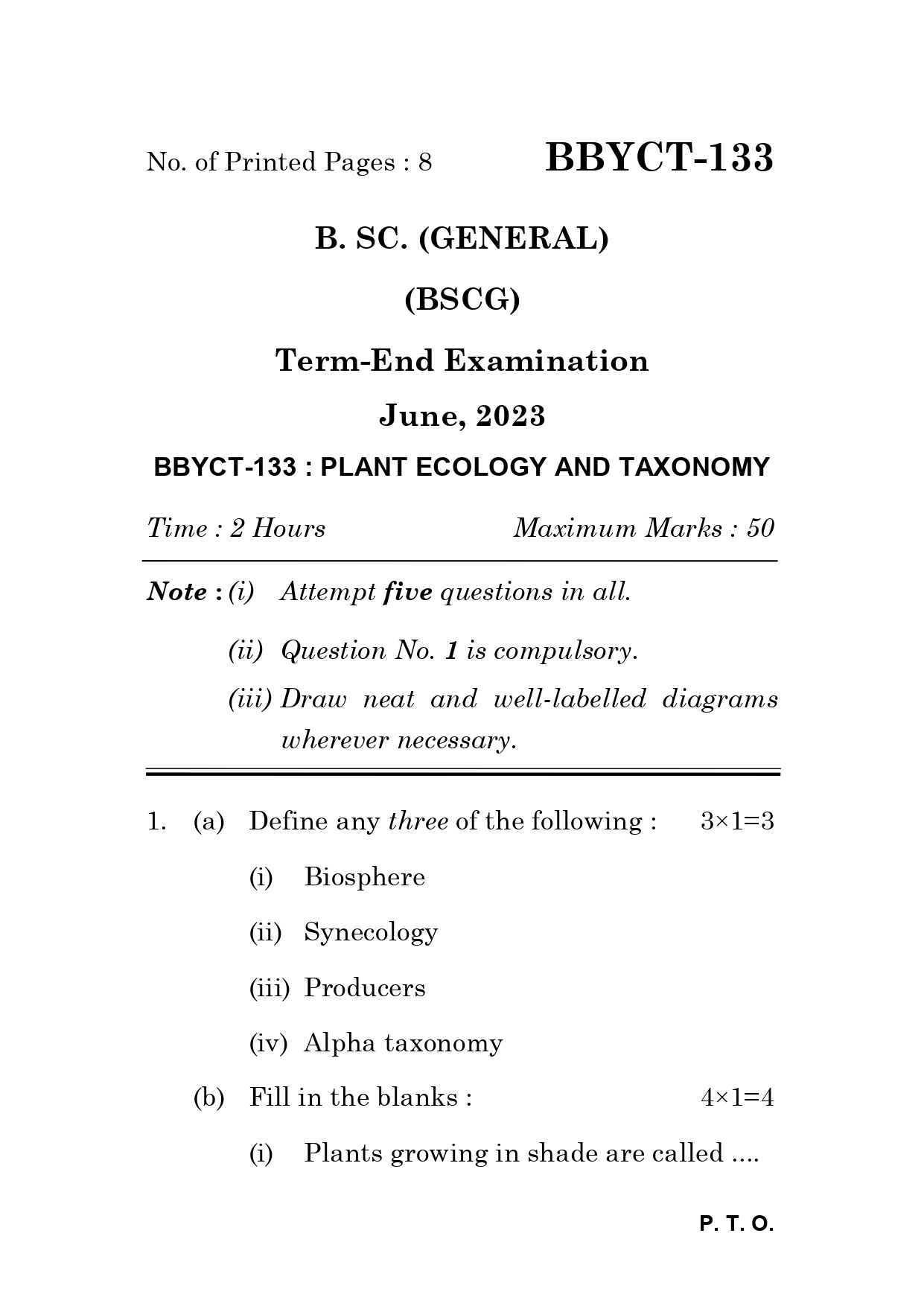 IGNOU BBYCT 133 Solved Previous Year Question Paper – June 2023 (English Medium) – Download PDF