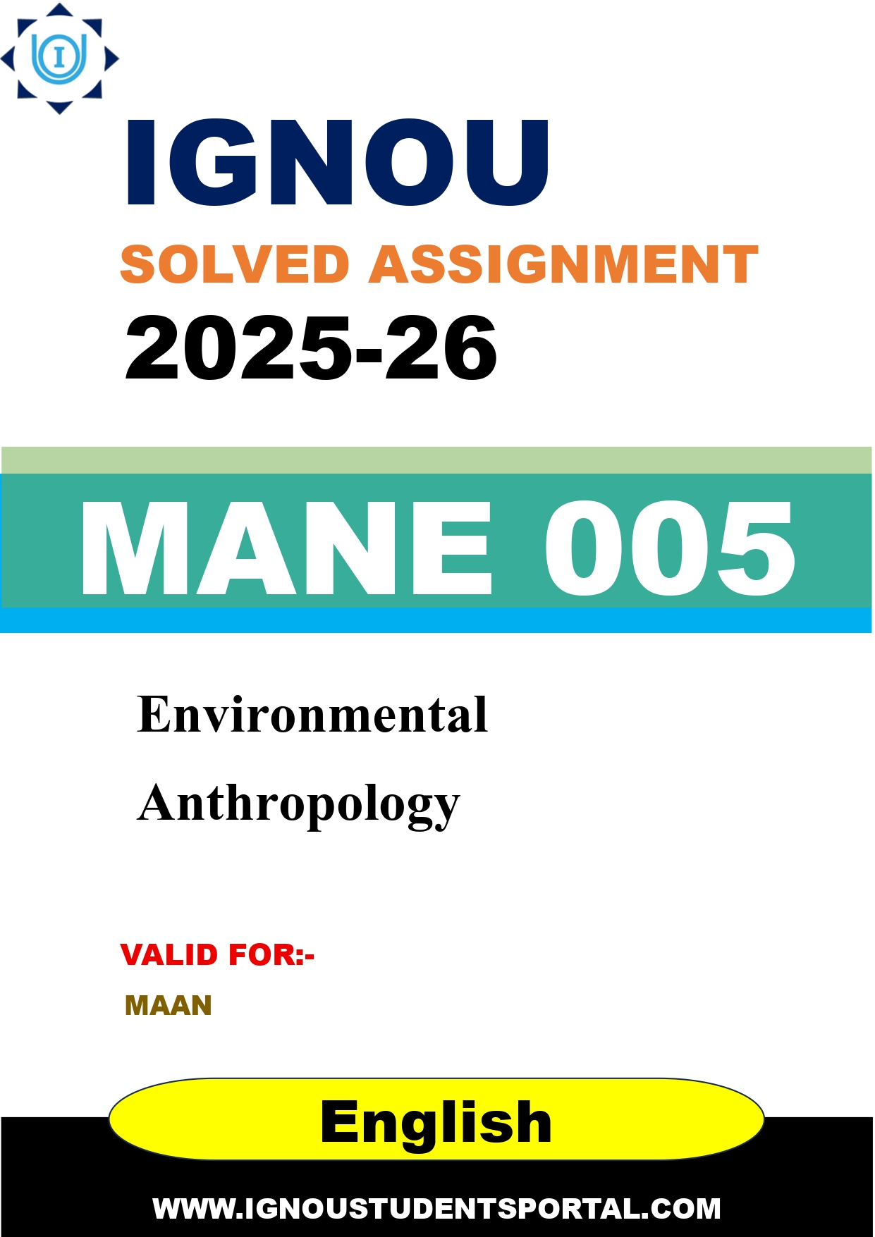 IGNOU MANE 005 Solved Assignment 2025-2026: Environmental Anthropology (English Medium) | IGNOU Students Portal