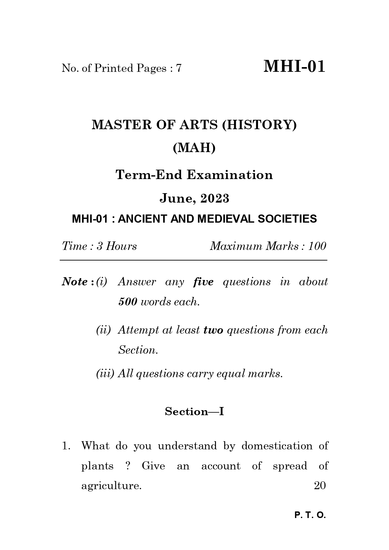 IGNOU MHI 01 Solved Previous Year Question Paper – June 2023 (Hindi Medium) – Download PDF