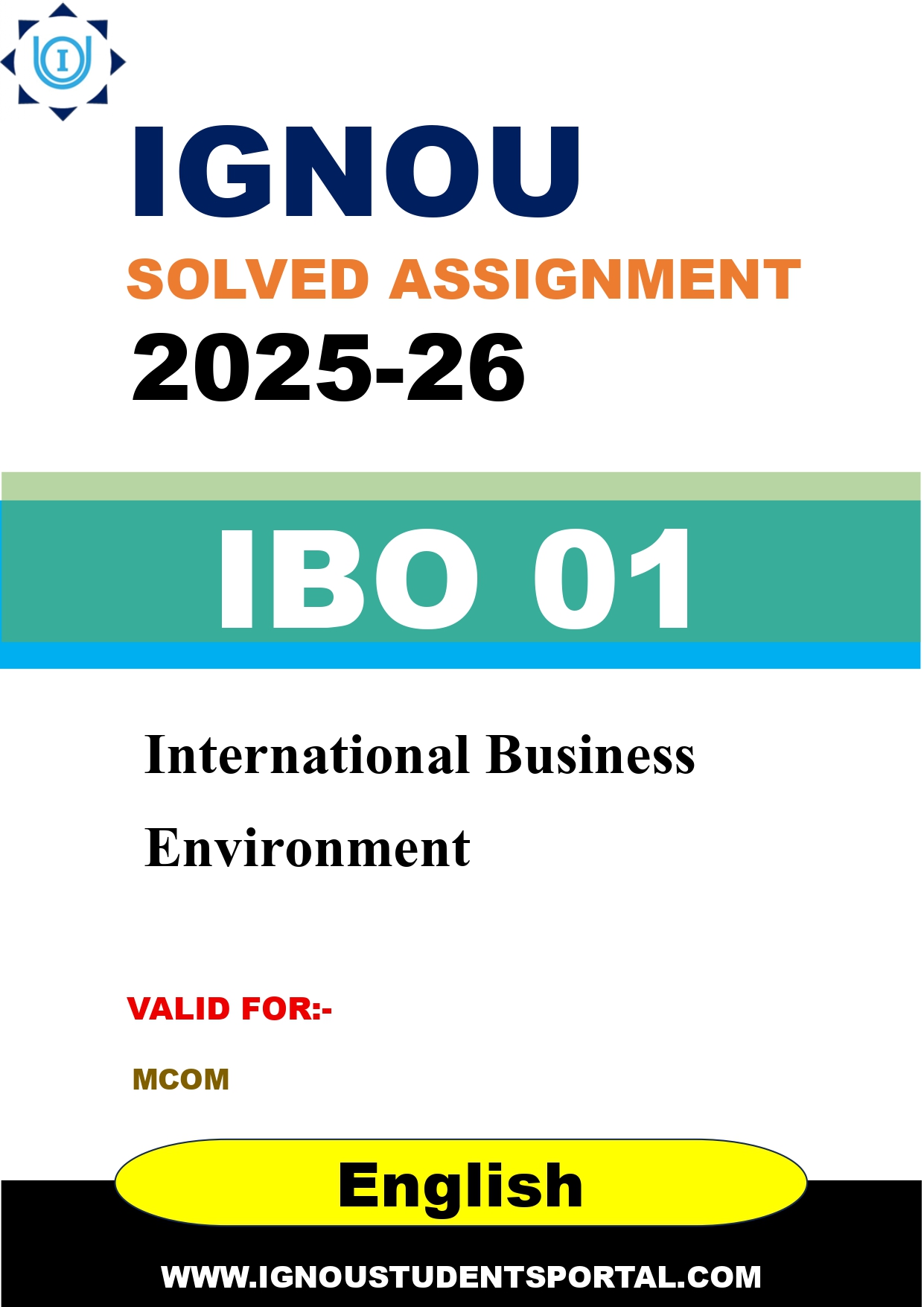 IGNOU IBO 01 Solved Assignment 2025-2026 (English Medium) – Download PDF