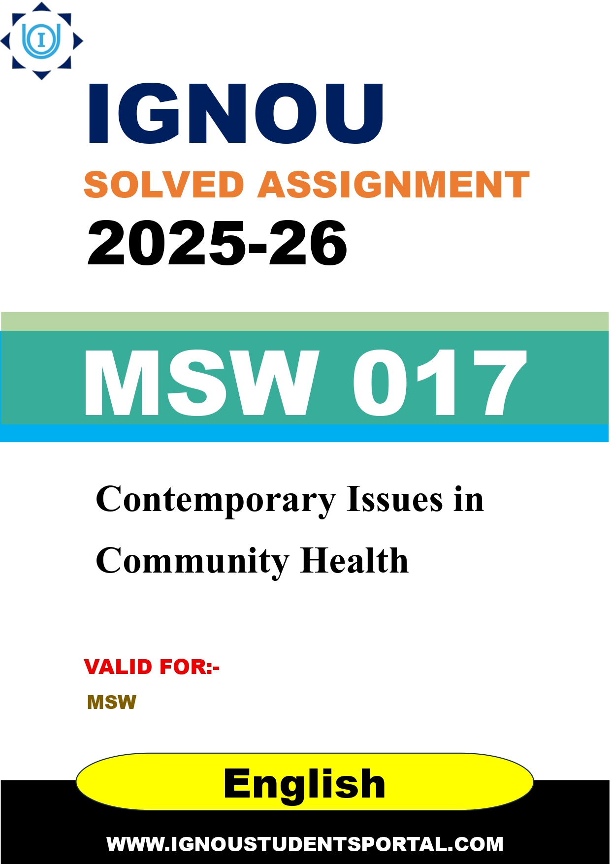 IGNOU MSW 017 Solved Assignment 2025-2026 (English Medium) – Download PDF