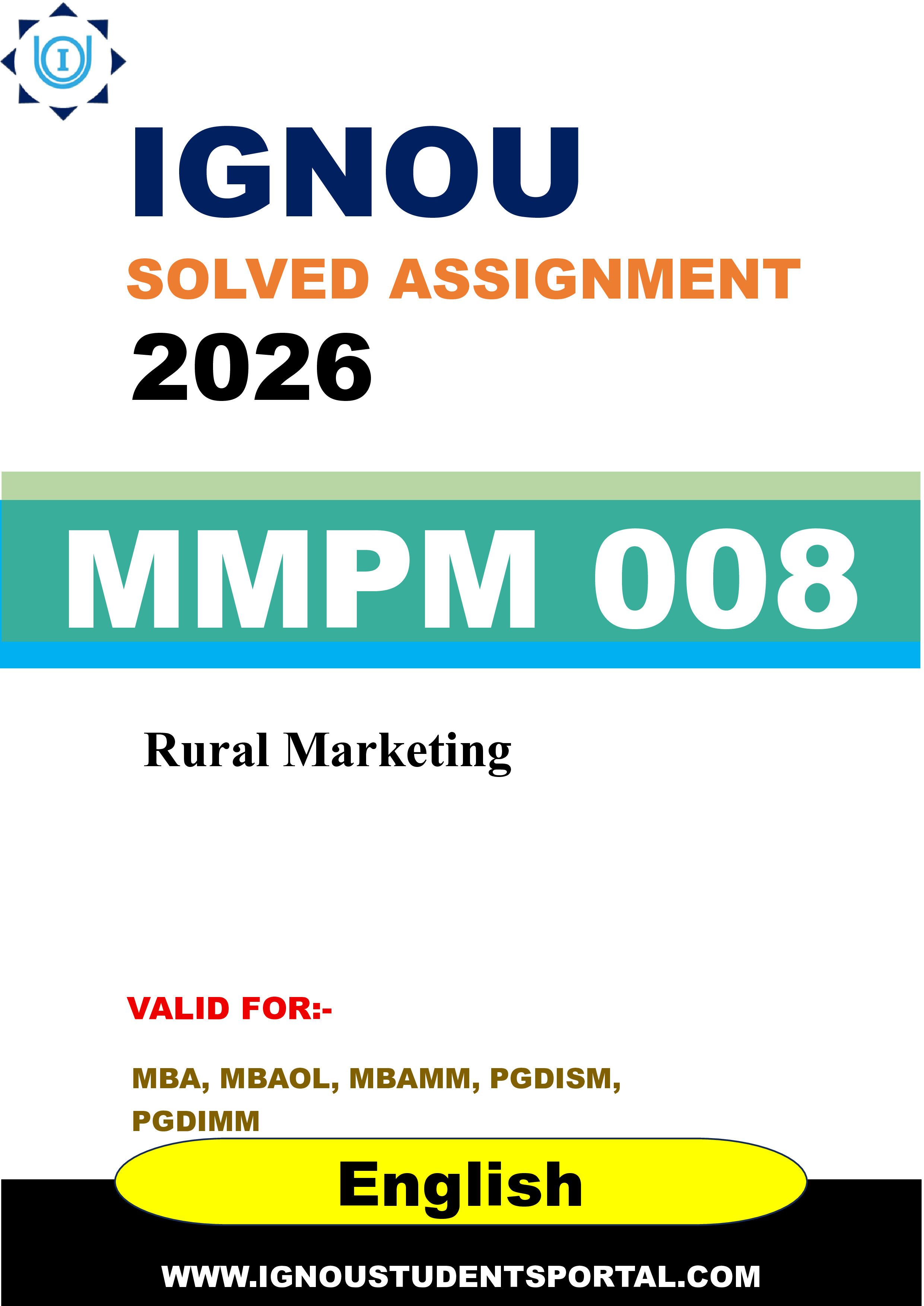 IGNOU MMPM 008 Solved Assignment 2026-26: Rural Marketing (English Medium) | IGNOU Students Portal