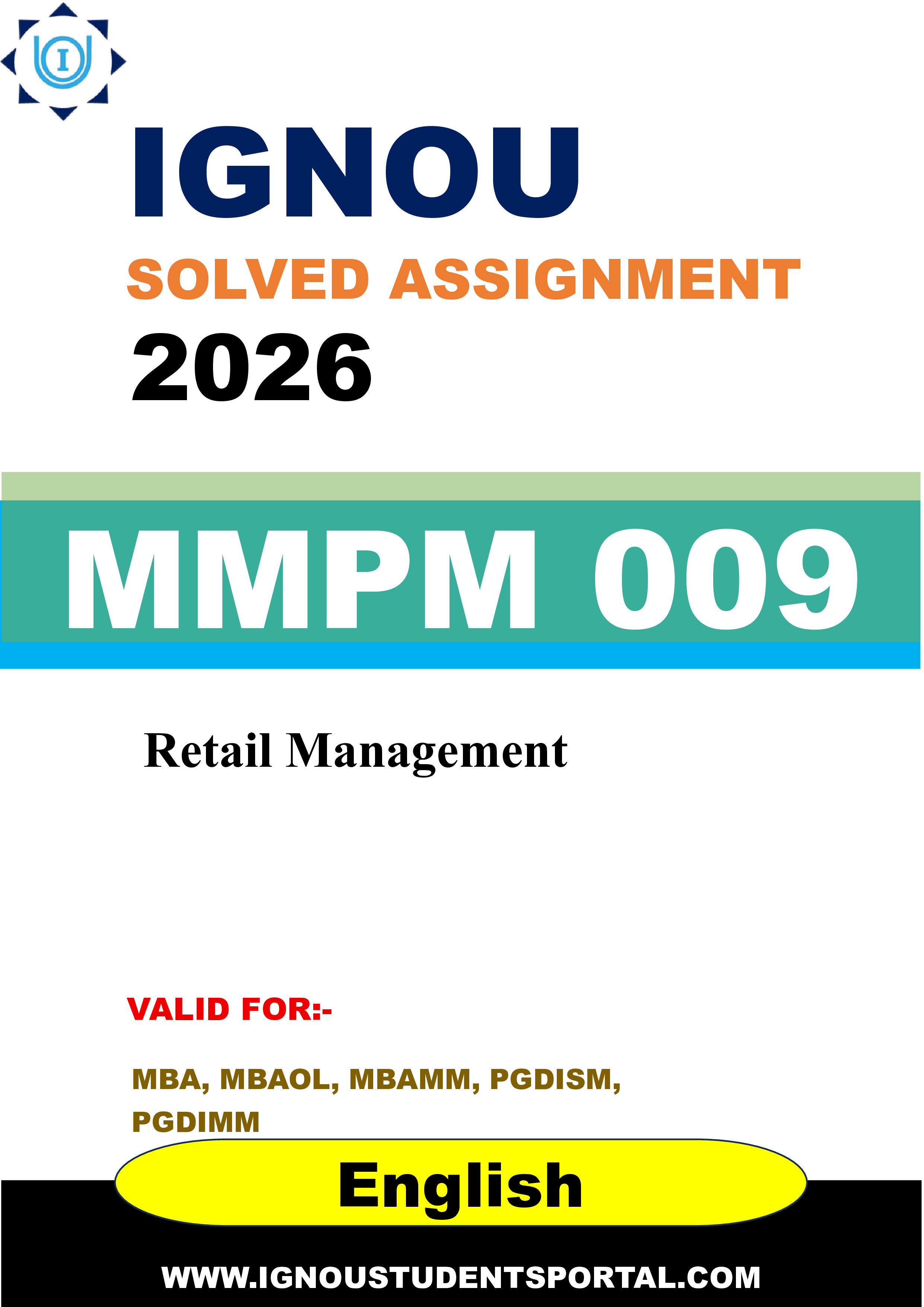 IGNOU MMPM 009 Solved Assignment 2026-26: Retail Management (English Medium) | IGNOU Students Portal